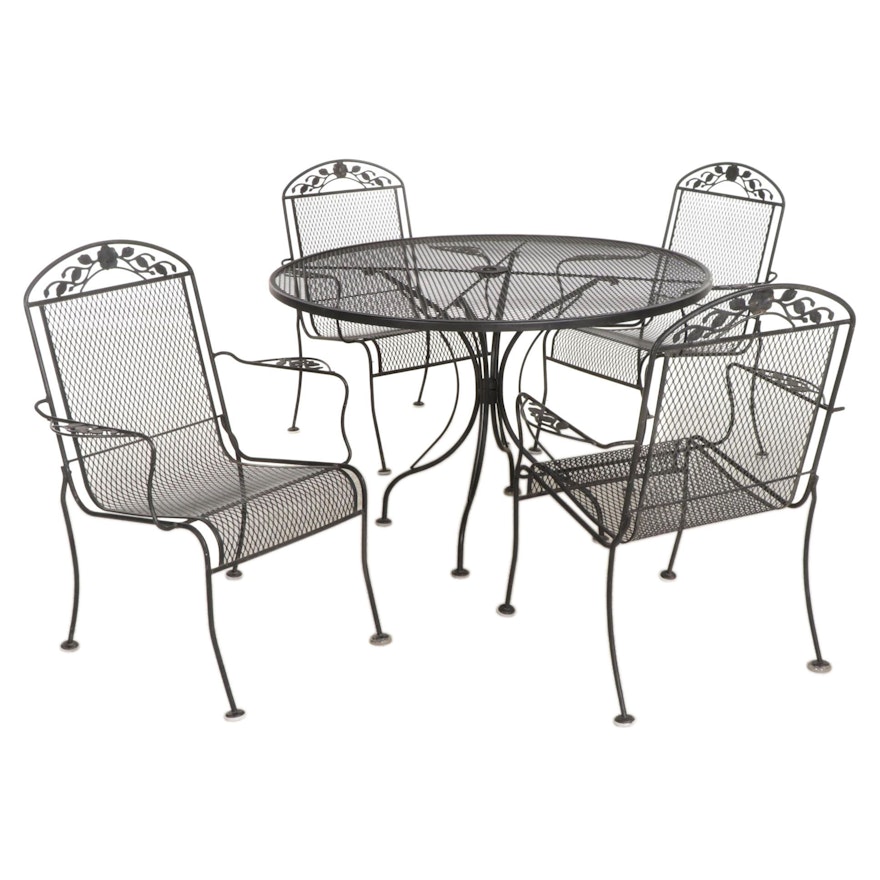 Metal Mesh Patio Dining Table and Four Chairs