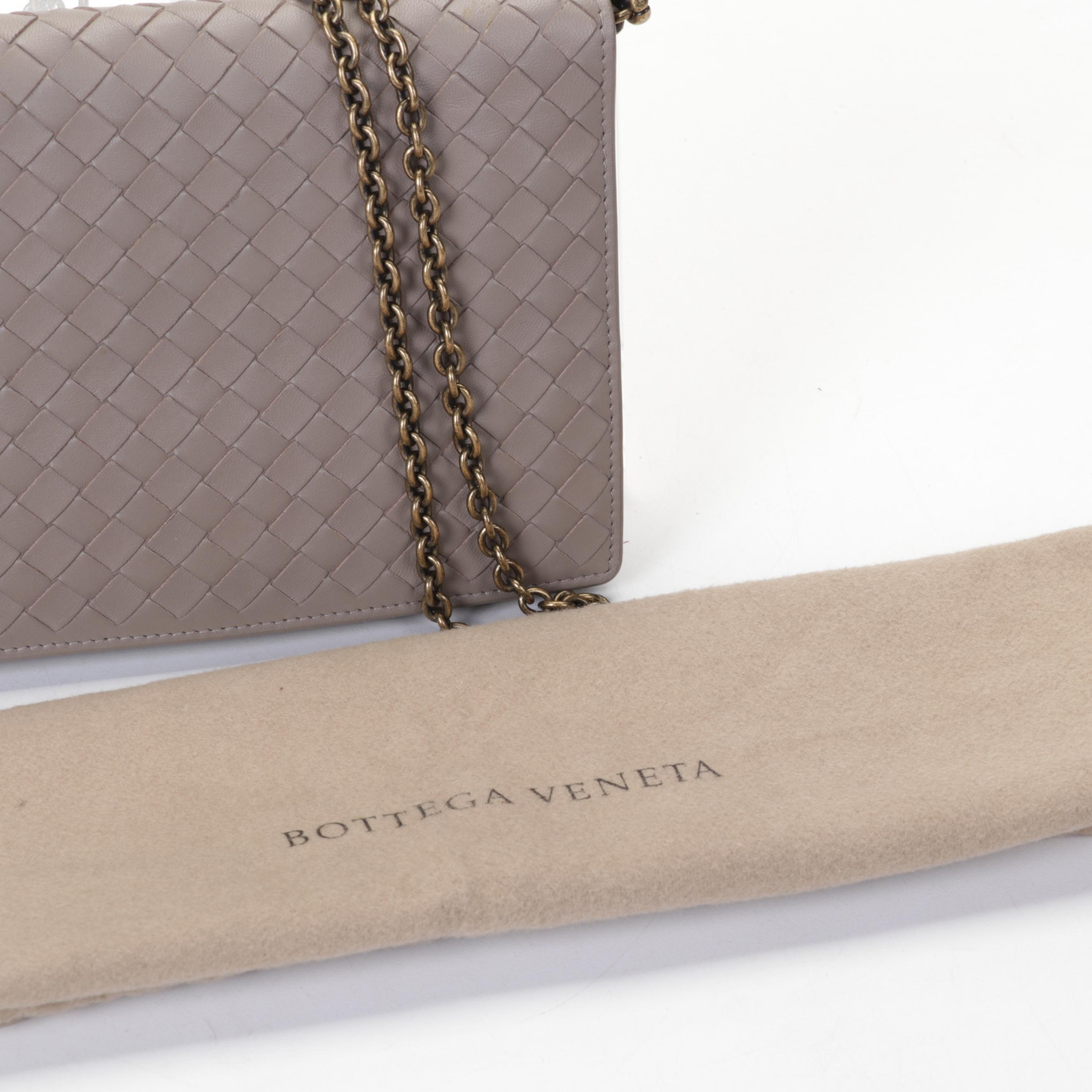 Bottega Veneta Flap Chain Wallet Crossbody in Intrecciato Nappa Leather
