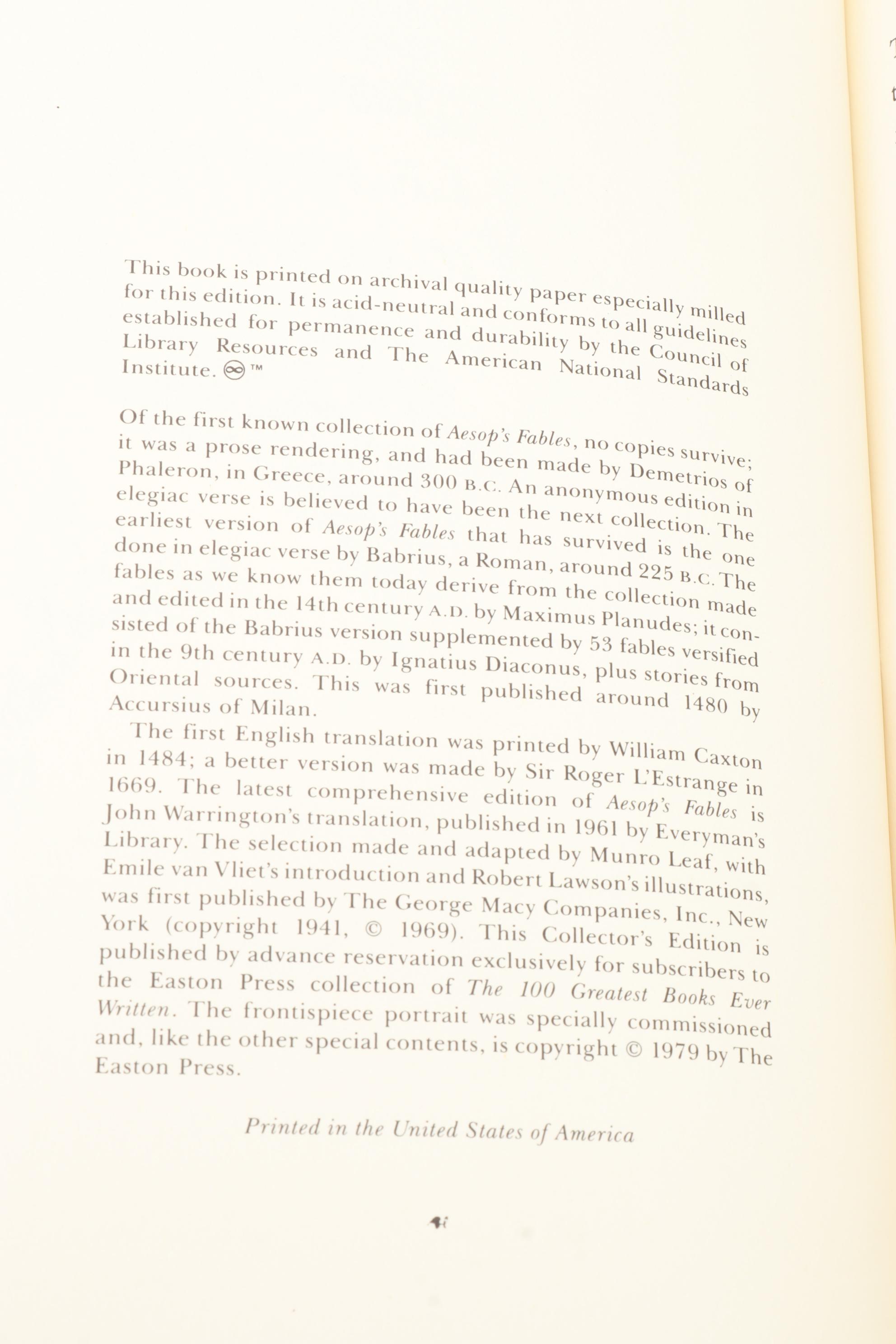 Easton Press Greek and Roman Classics Including Plato, Aristotle, and Æsop