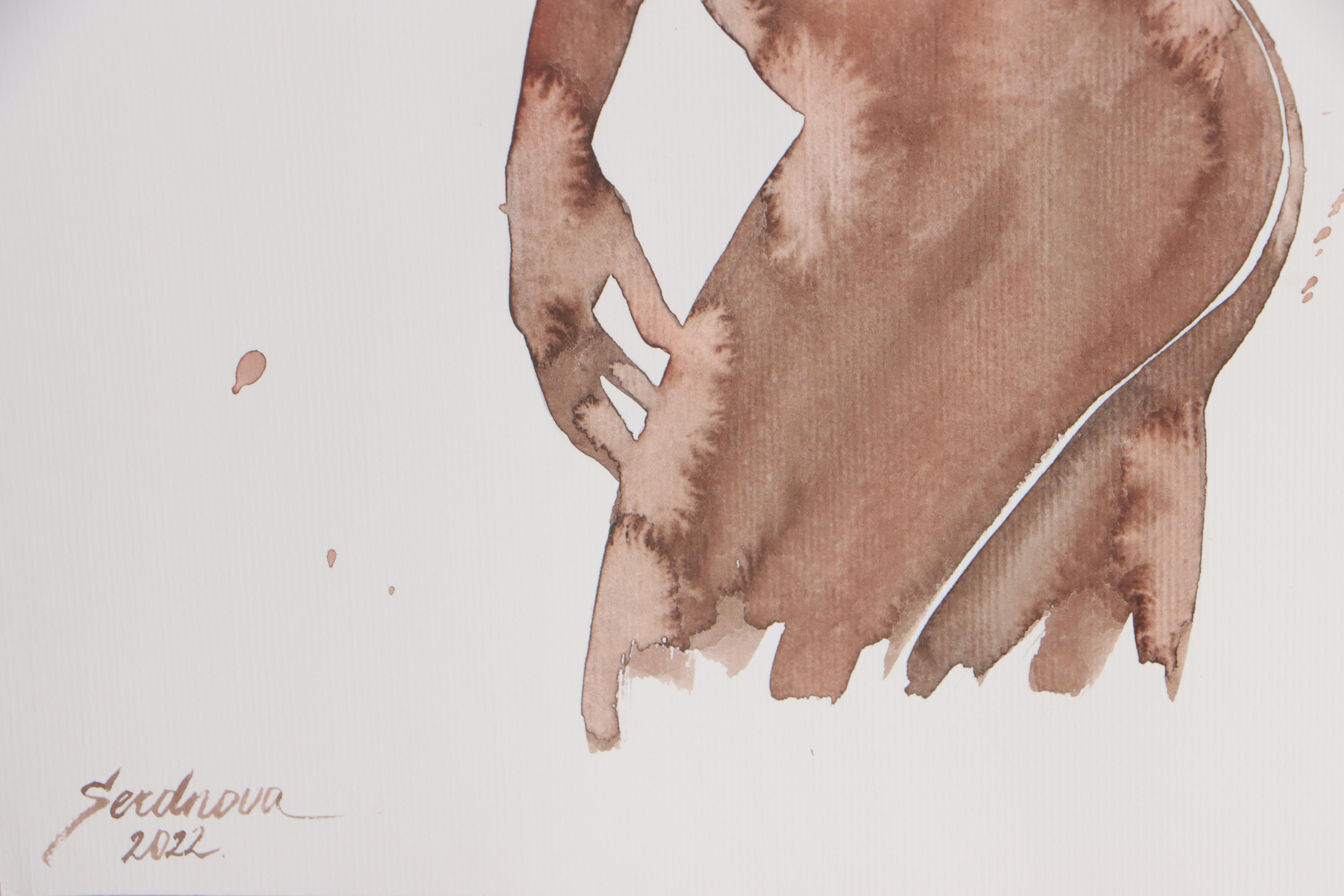 Anastasija Serdnova Watercolor Painting of Nude, 2022