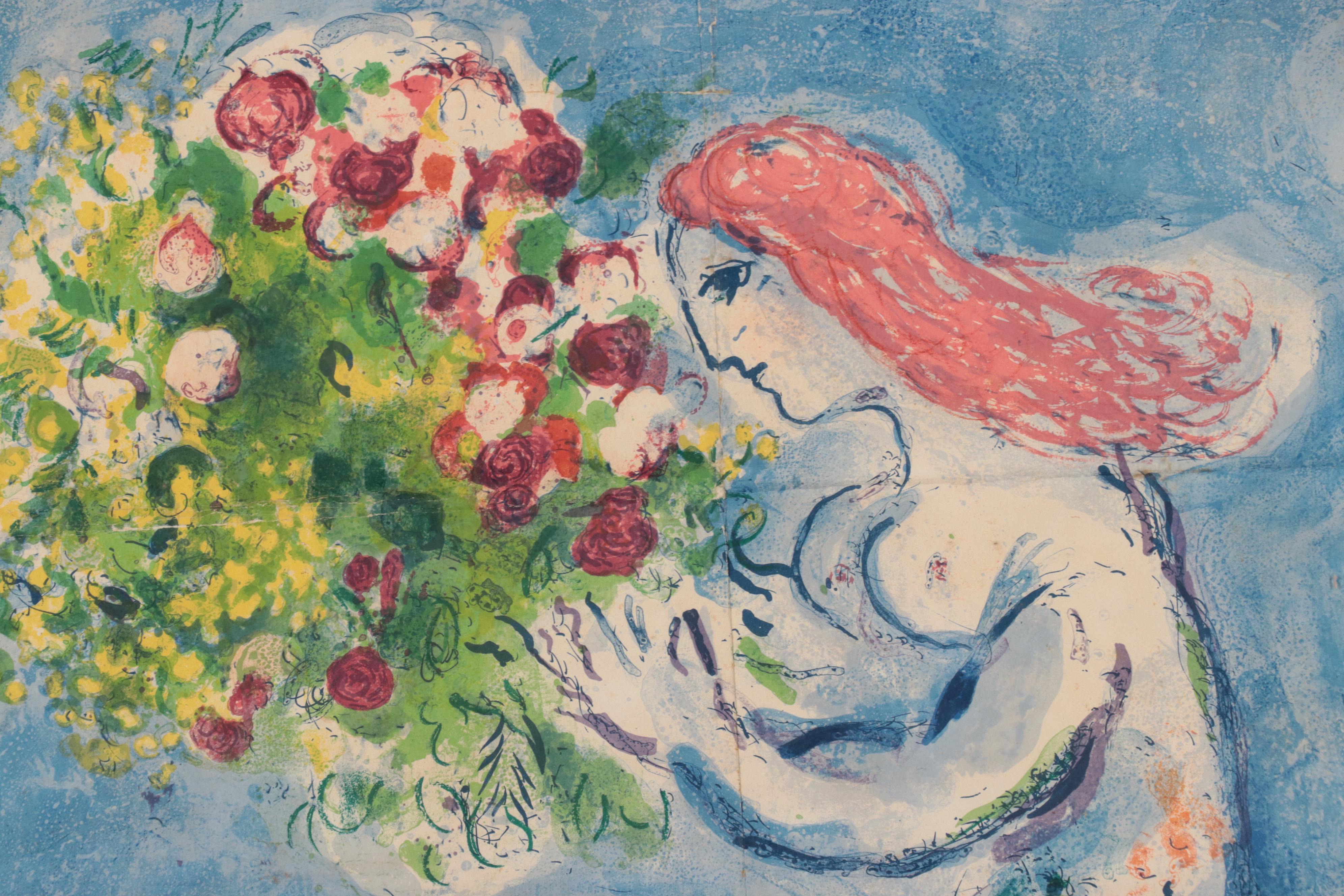 Marc Chagall Lithograph Poster "Nice Soleil Fleurs," 1962