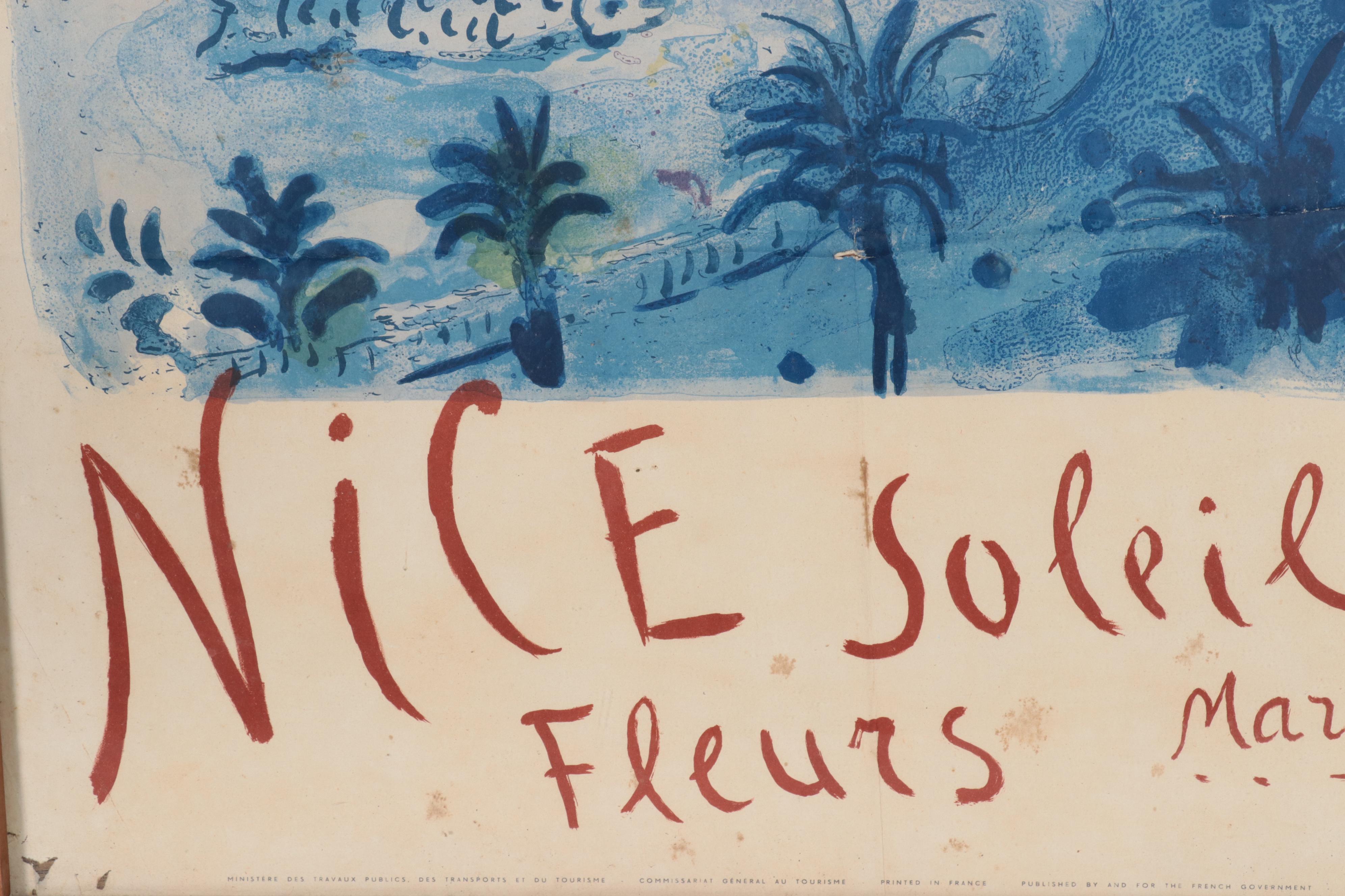 Marc Chagall Lithograph Poster "Nice Soleil Fleurs," 1962