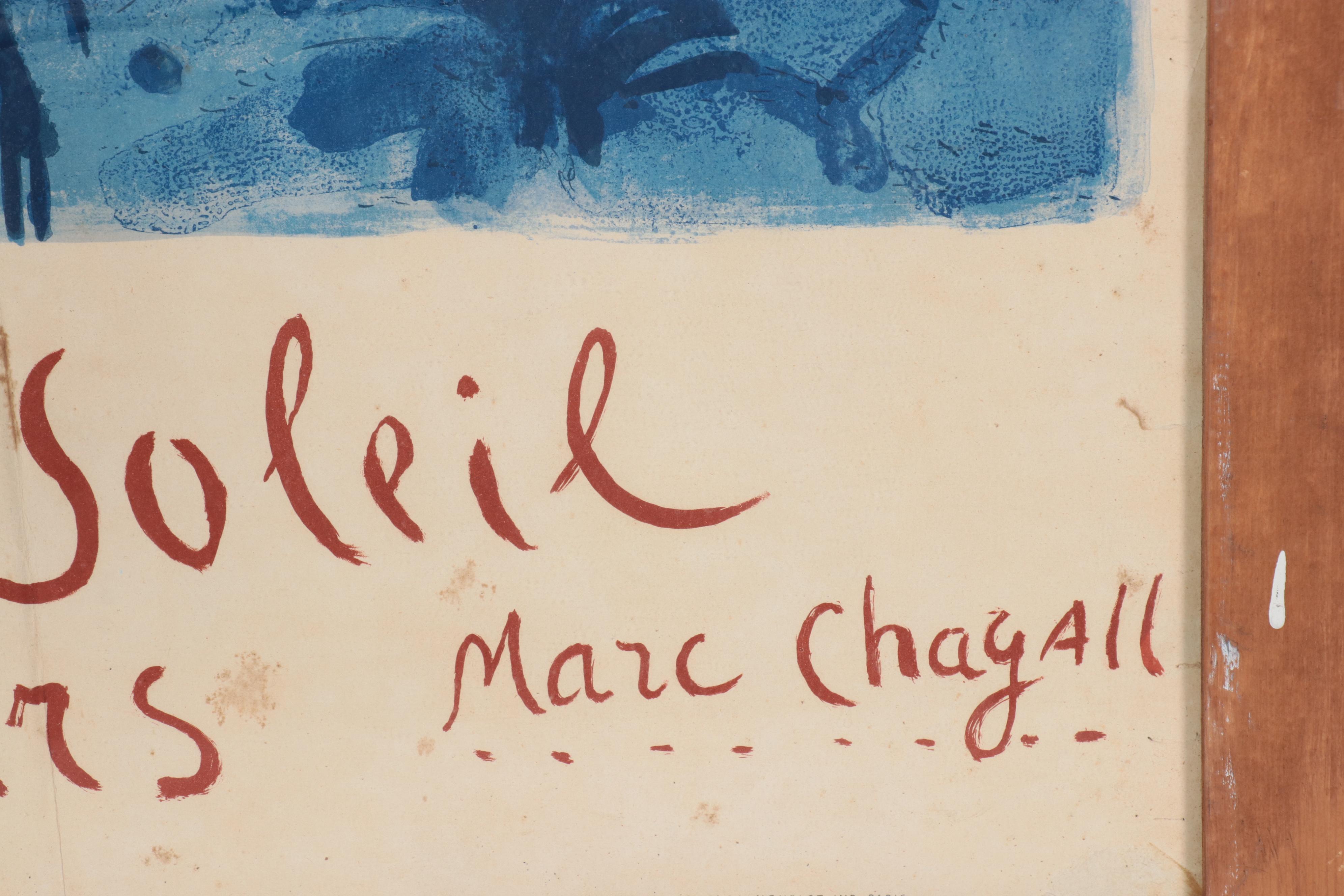 Marc Chagall Lithograph Poster "Nice Soleil Fleurs," 1962