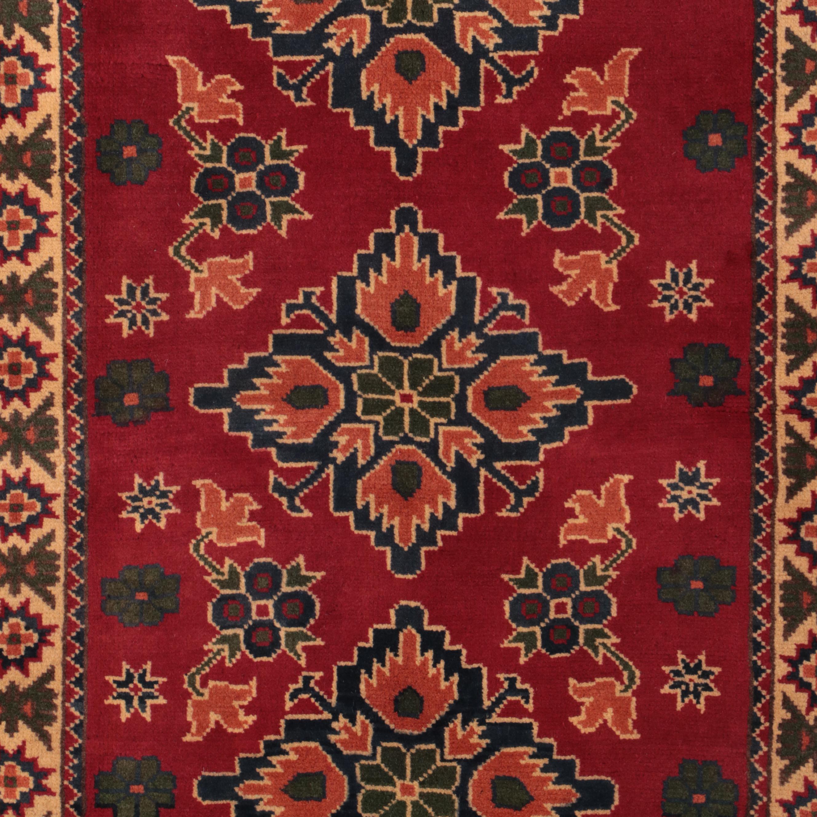 2'6 x 4' Hand-Knotted Afghan Kazak Accent Rug