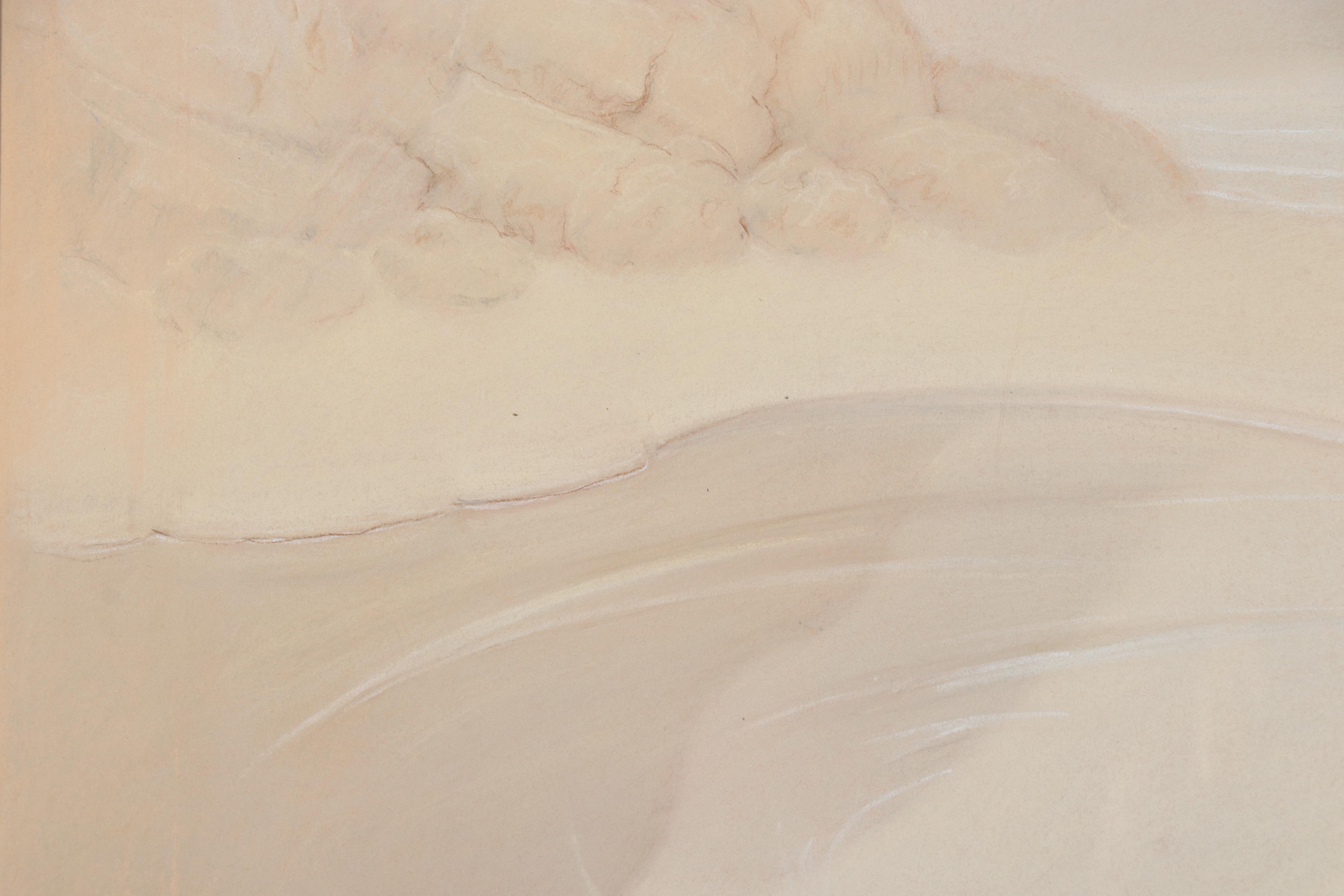 Pastel Drawing of Ethereal Landscape With Nude