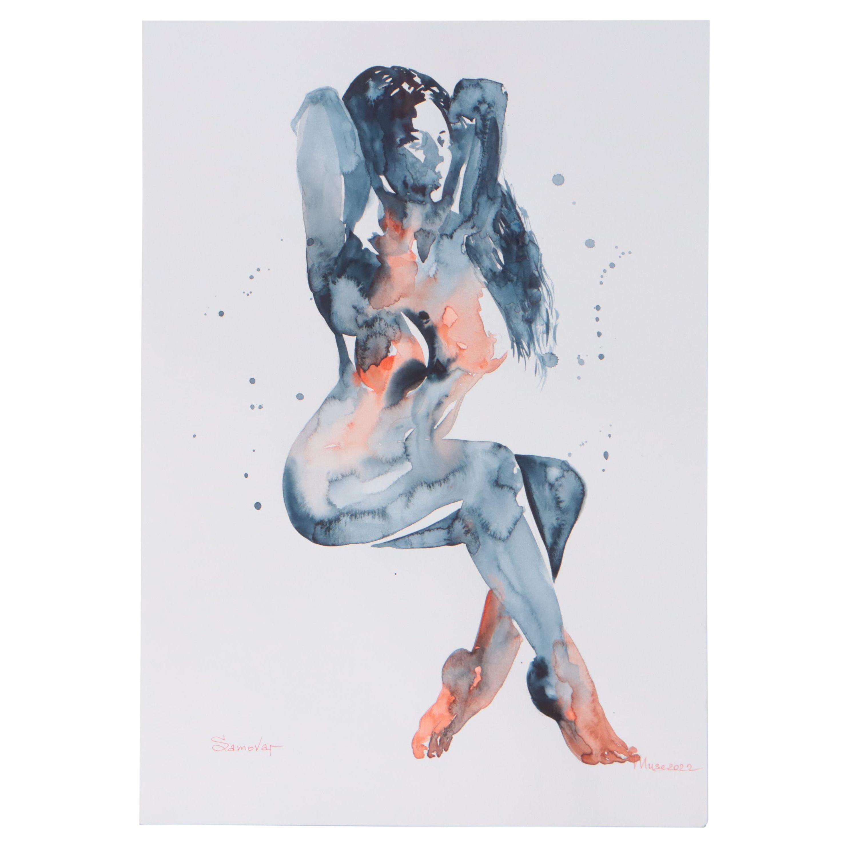 Watercolor Painting of Nude, 2022