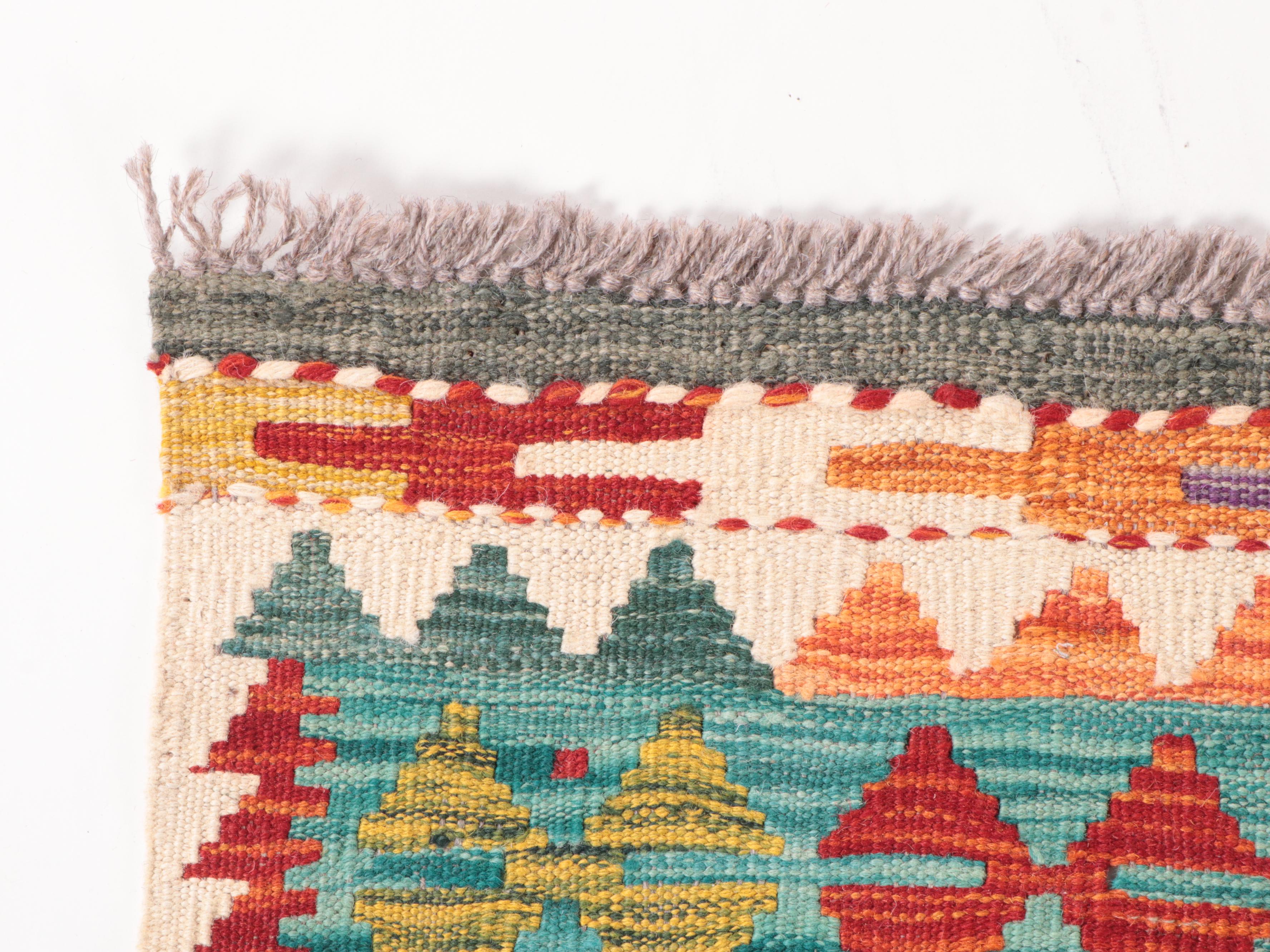 2'7 x 6'6 Handwoven Pakistani Kilim Carpet Runner