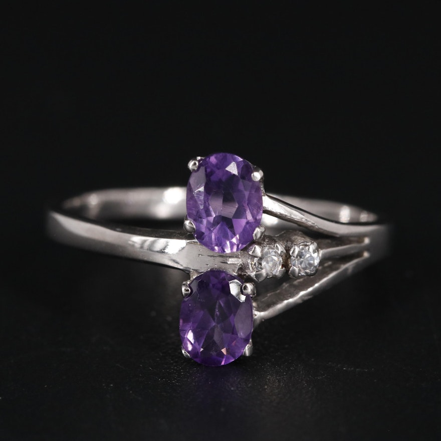 Sterling Amethyst and Cubic Zirconia Ring