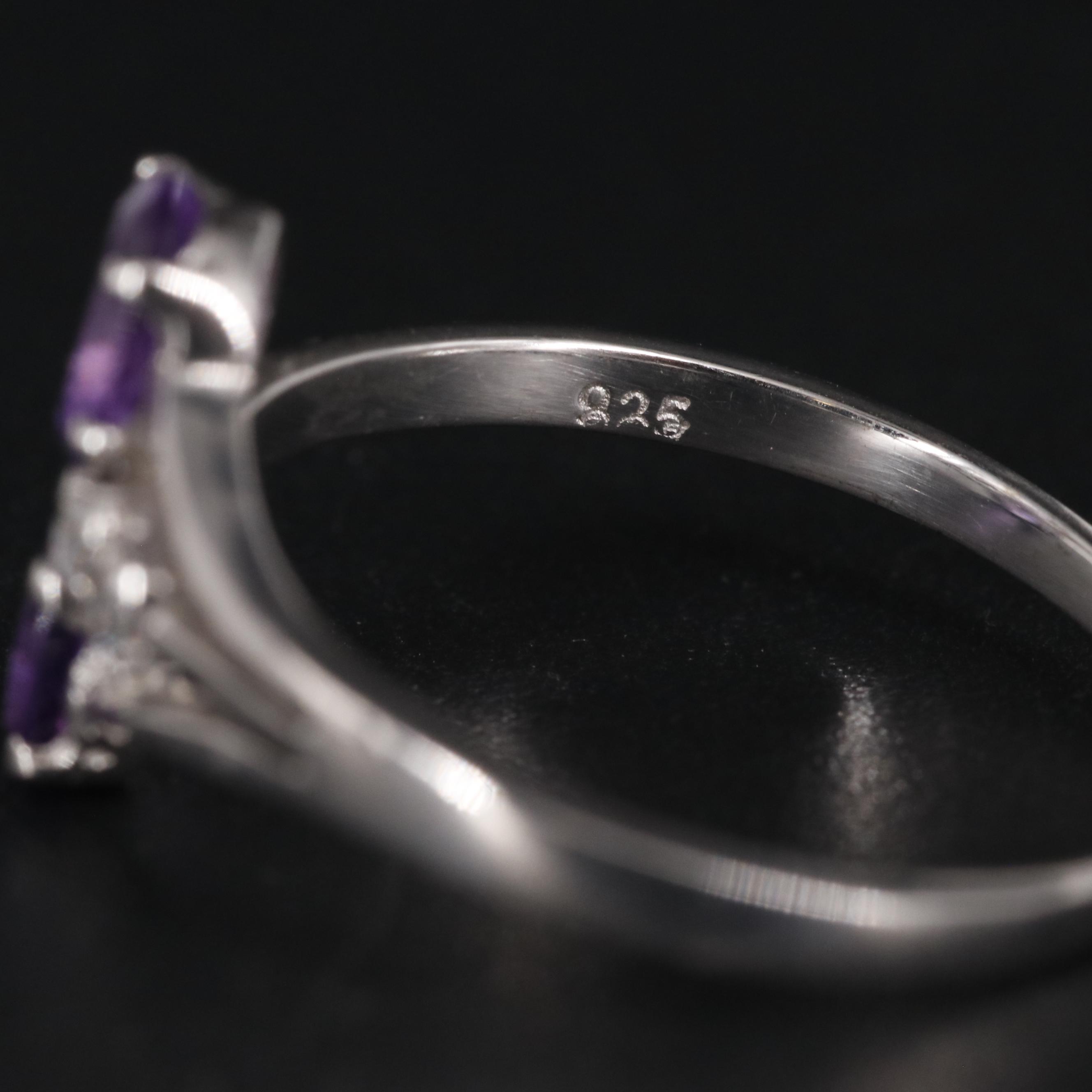 Sterling Amethyst and Cubic Zirconia Ring