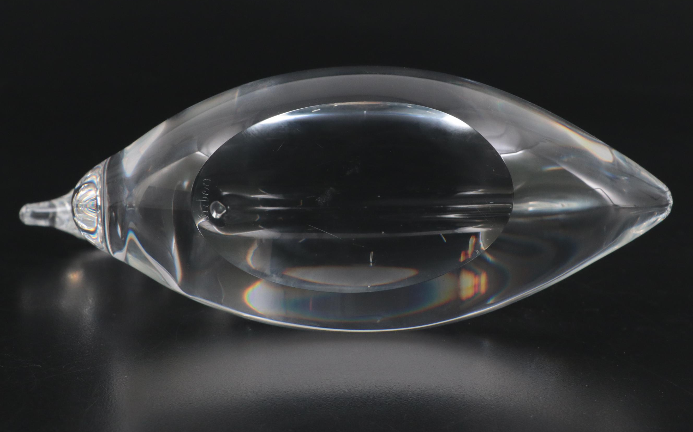 Steuben Art Glass "Swan" Figurine Designed by Lloyd Atkins, Mid/Late 20th C.