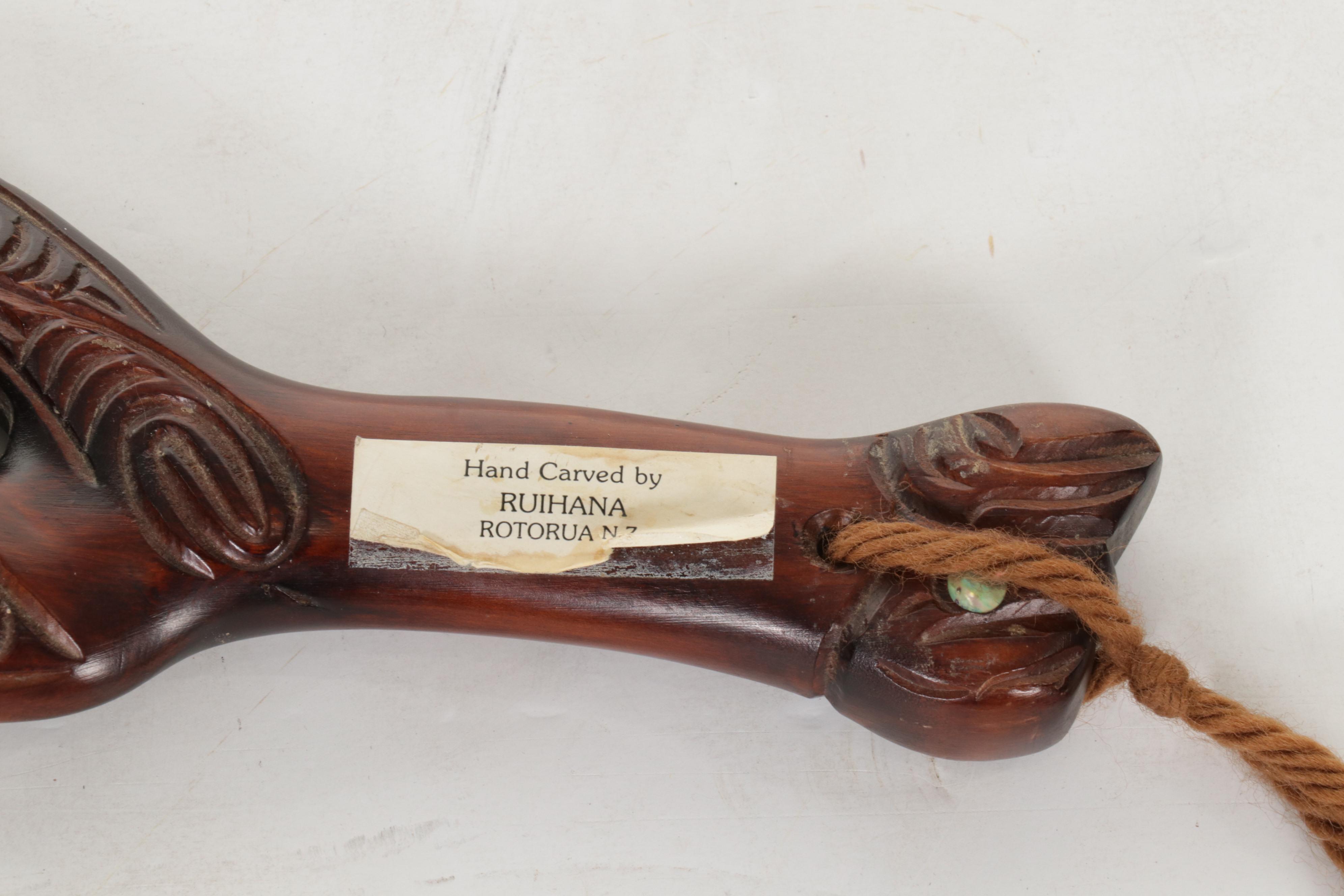 Maori Waka Carved Wood War Canoe, Other Carved Wood Panel with Abalone Inlay