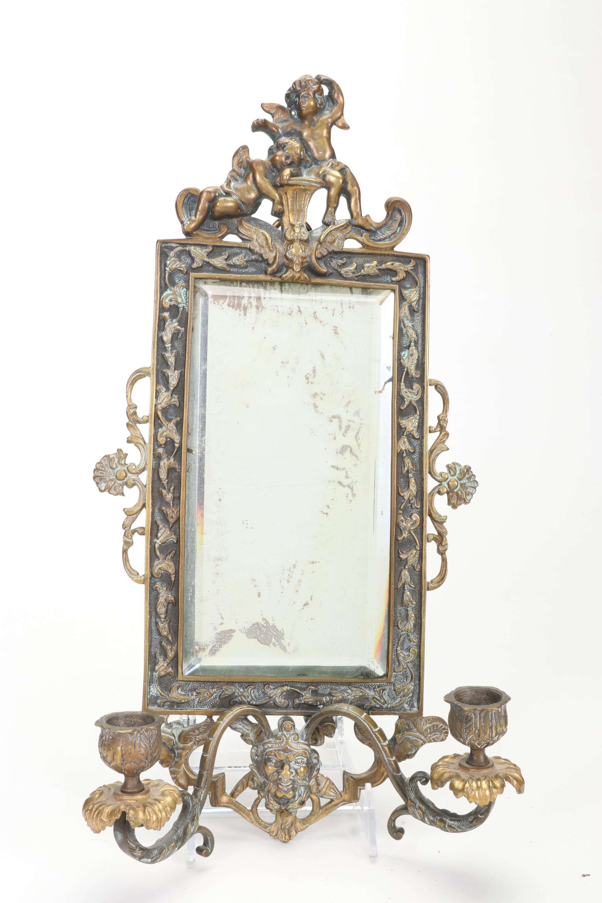 Rococo Style Mirrored Sconce and Compote with Other Wall Shelves