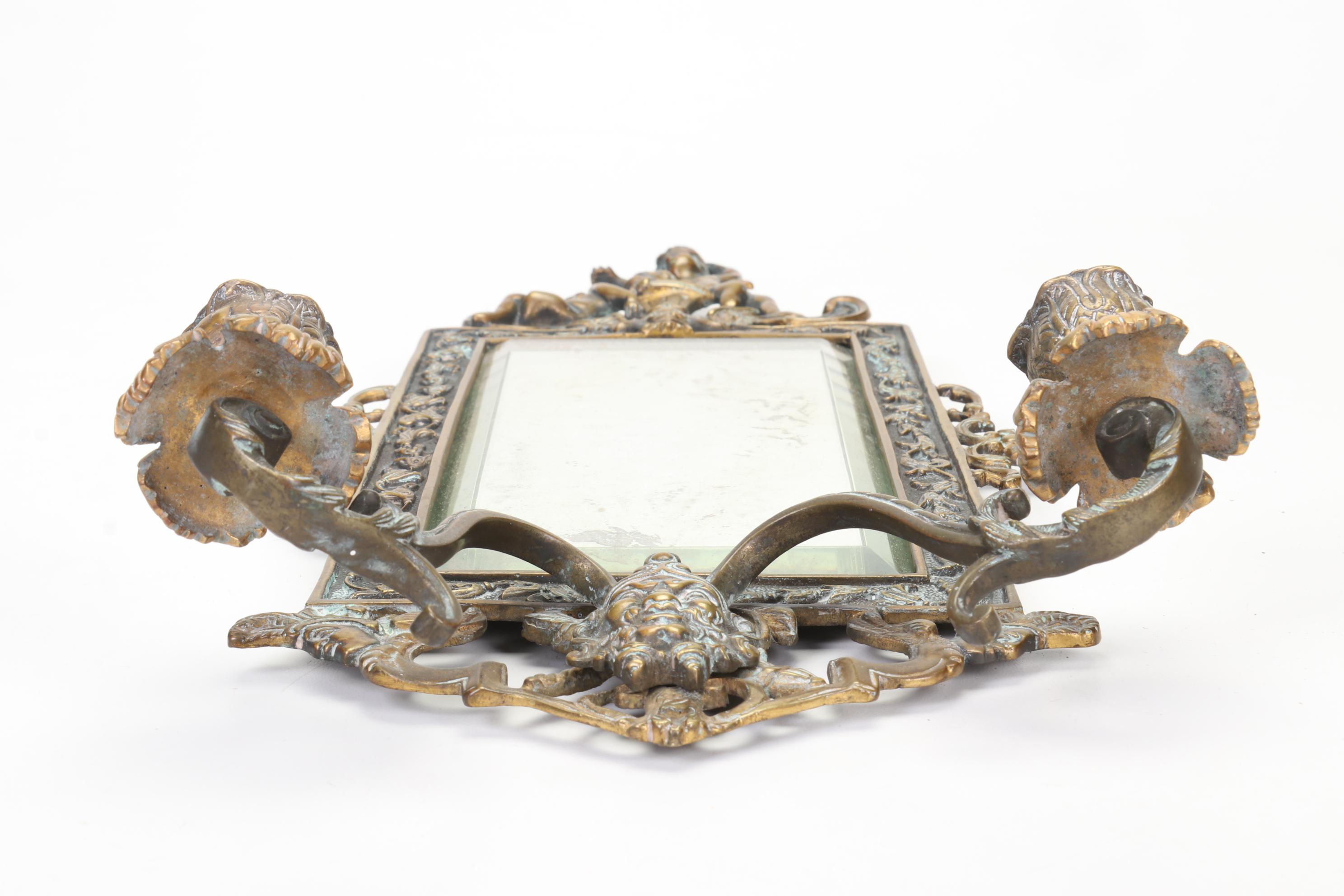 Rococo Style Mirrored Sconce and Compote with Other Wall Shelves