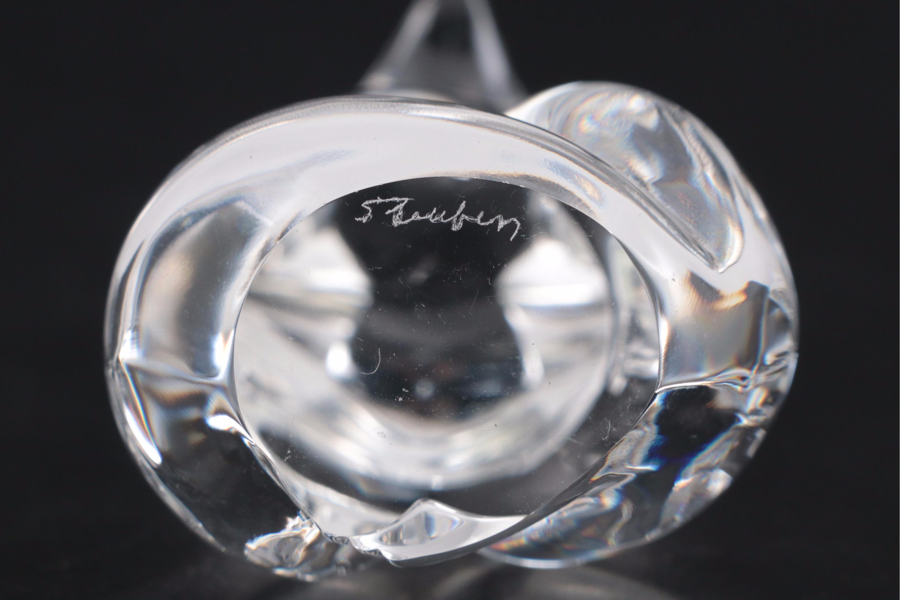 Steuben Art Glass "Fox" Figurines Designed by Lloyd Atkins, Late 20th Century