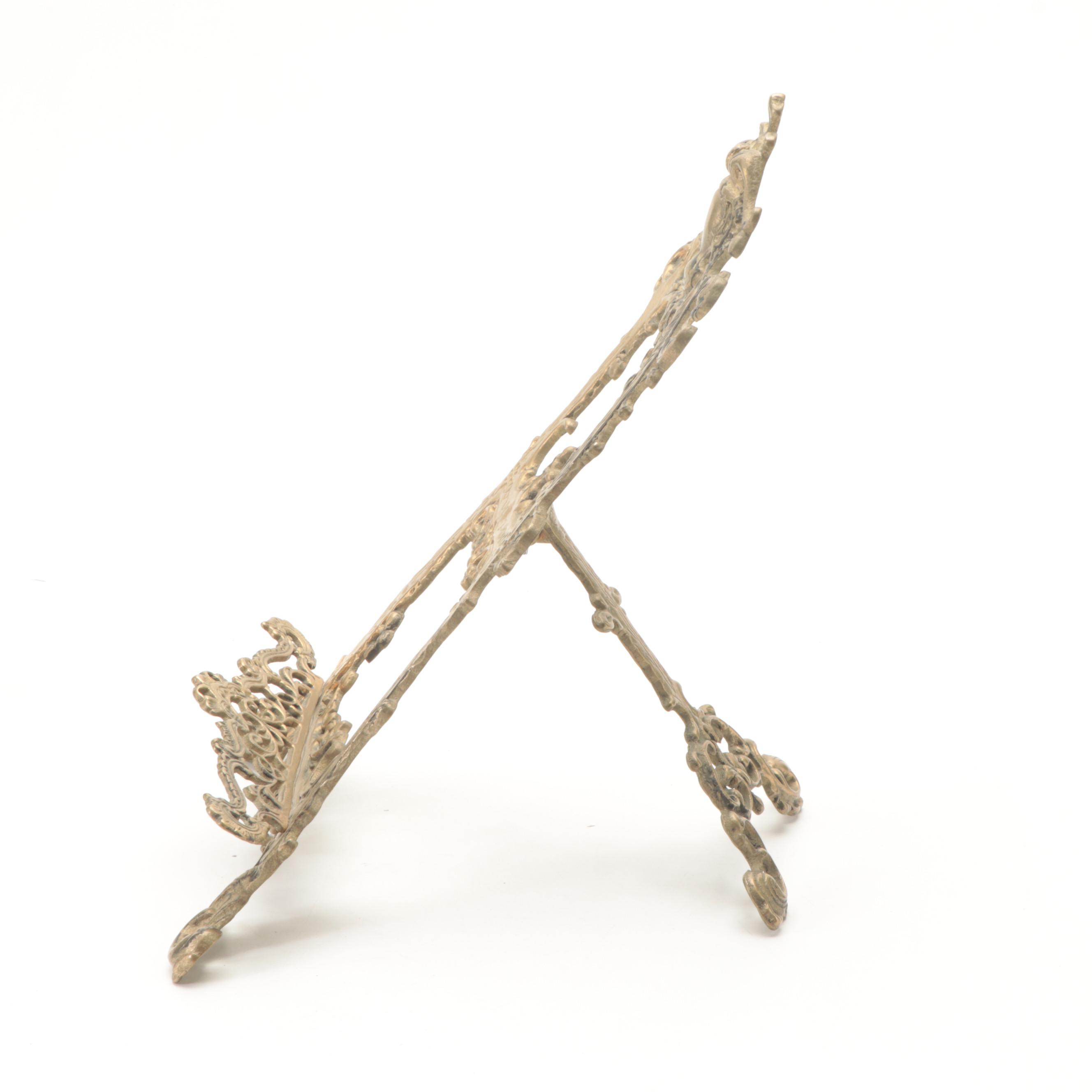 Art Nouveau Style Cast Gilt Metal Easel