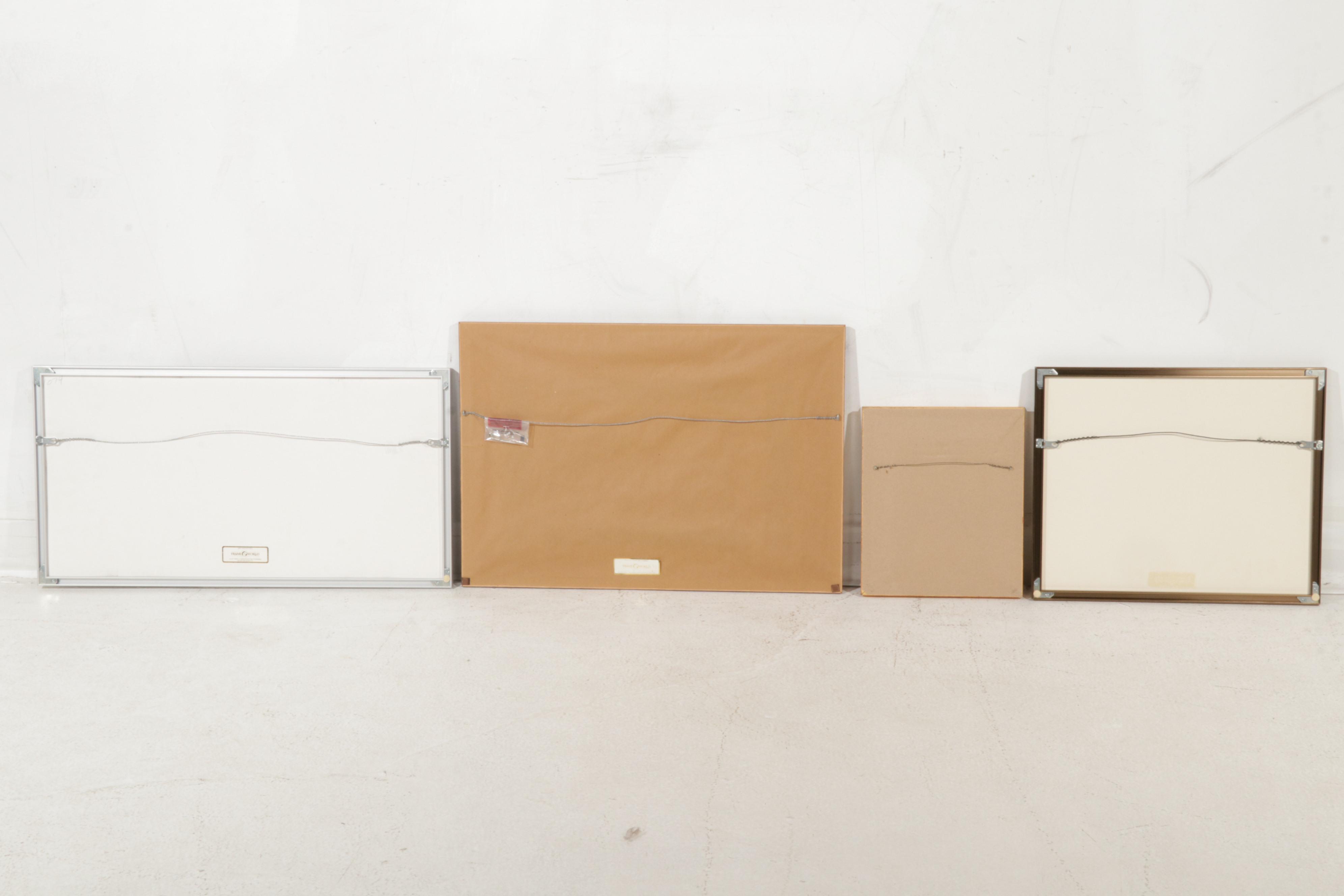 Folk Art Cross-Stitch Needlework Panels in Frames, Circa 1992