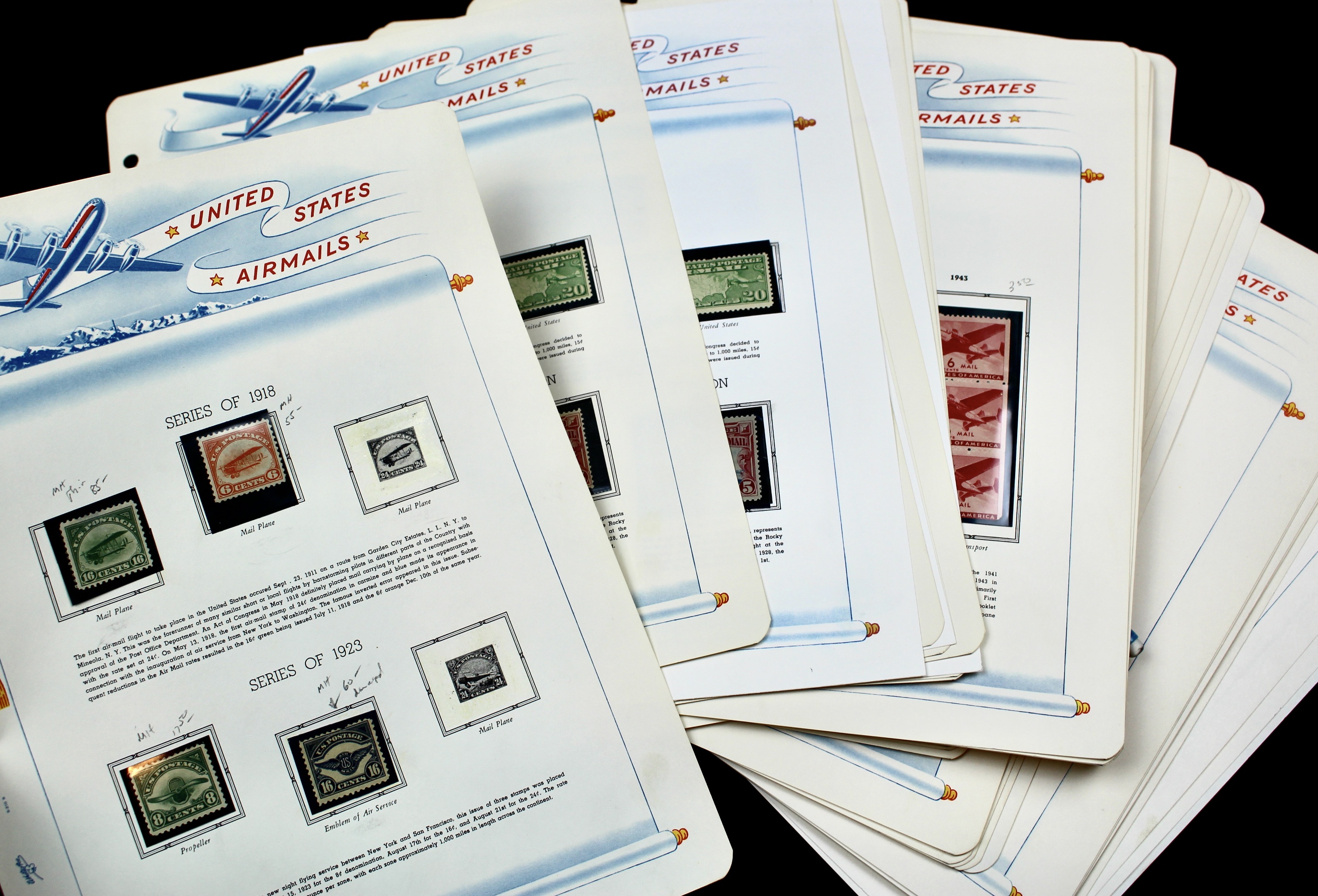 Mint Condition U.S. Airmail Postage Stamp Collection, 1918-2000