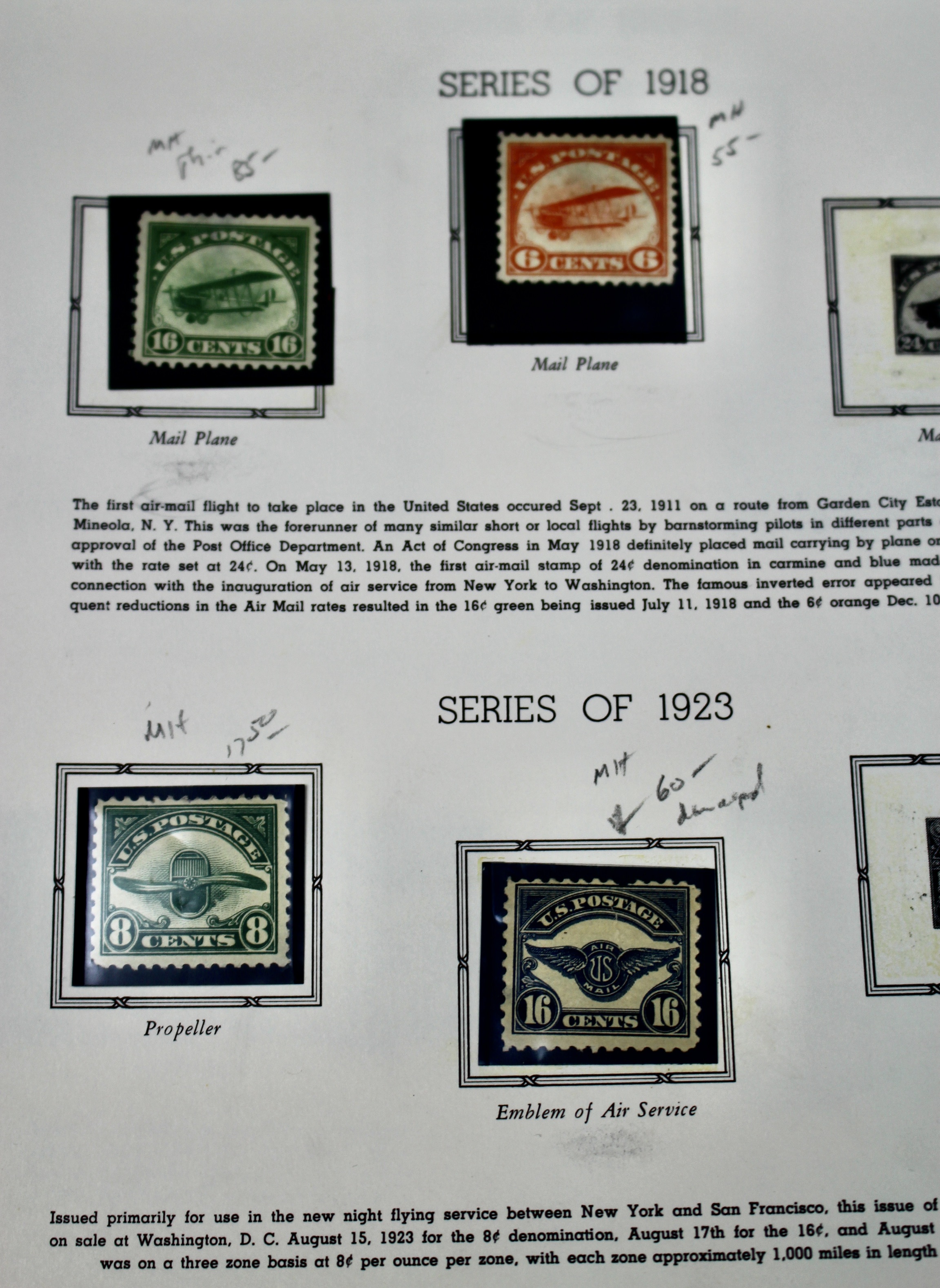 Mint Condition U.S. Airmail Postage Stamp Collection, 1918-2000