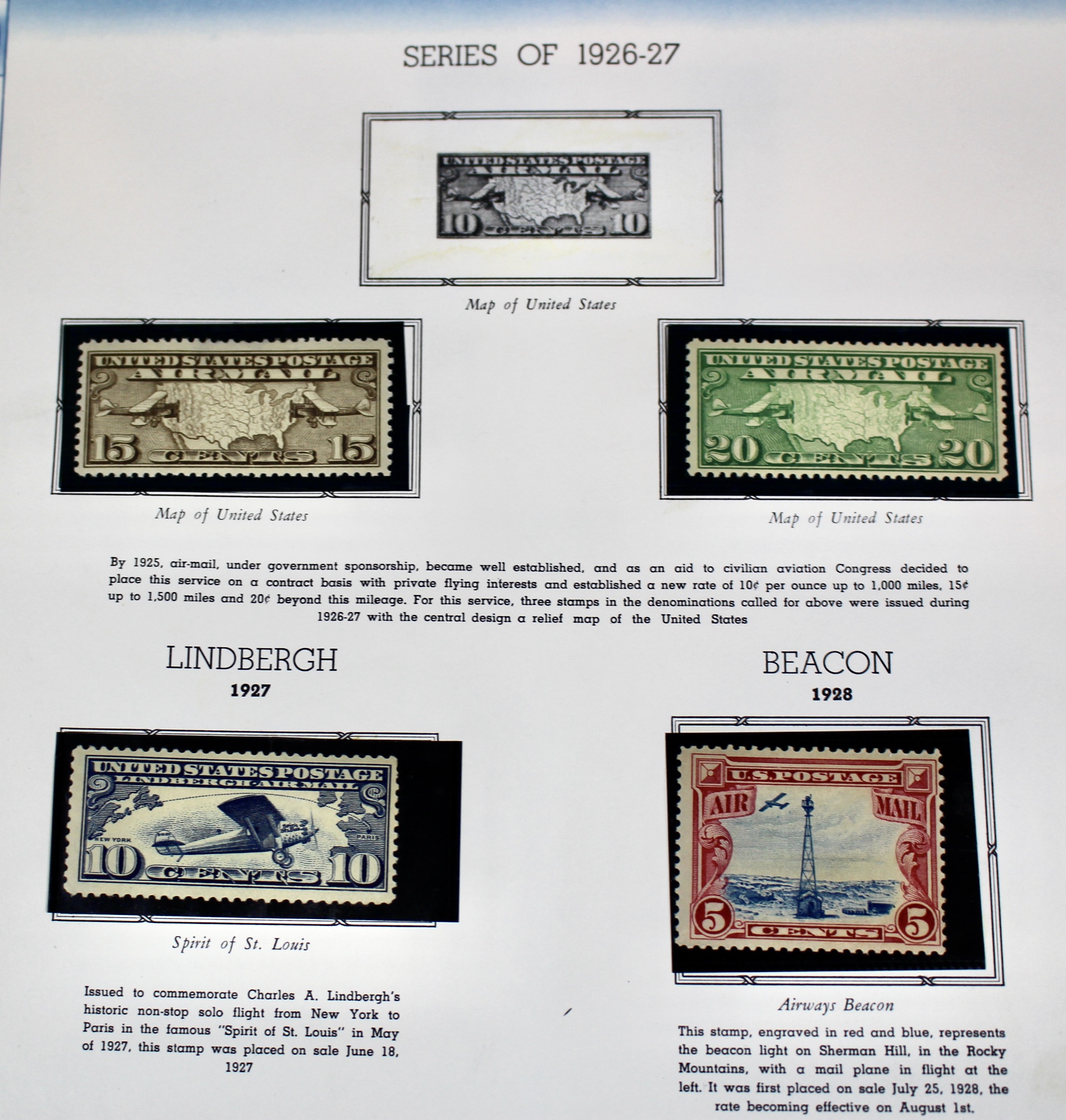 Mint Condition U.S. Airmail Postage Stamp Collection, 1918-2000