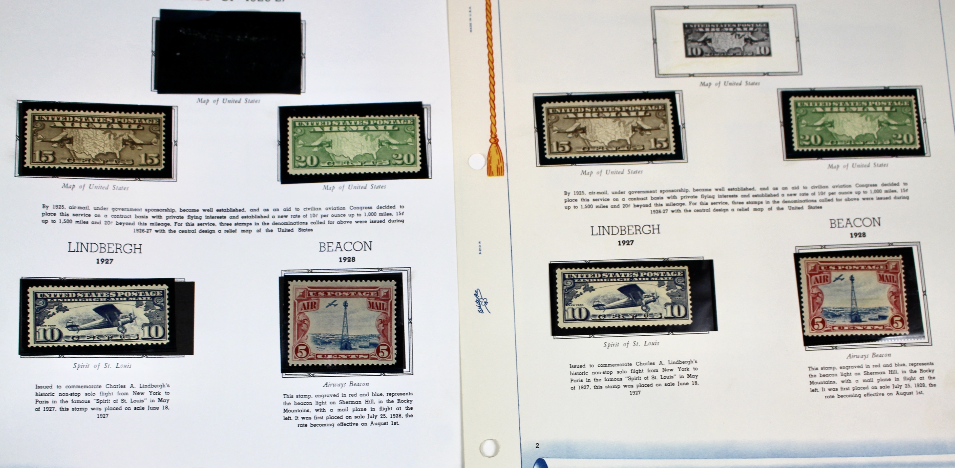 Mint Condition U.S. Airmail Postage Stamp Collection, 1918-2000