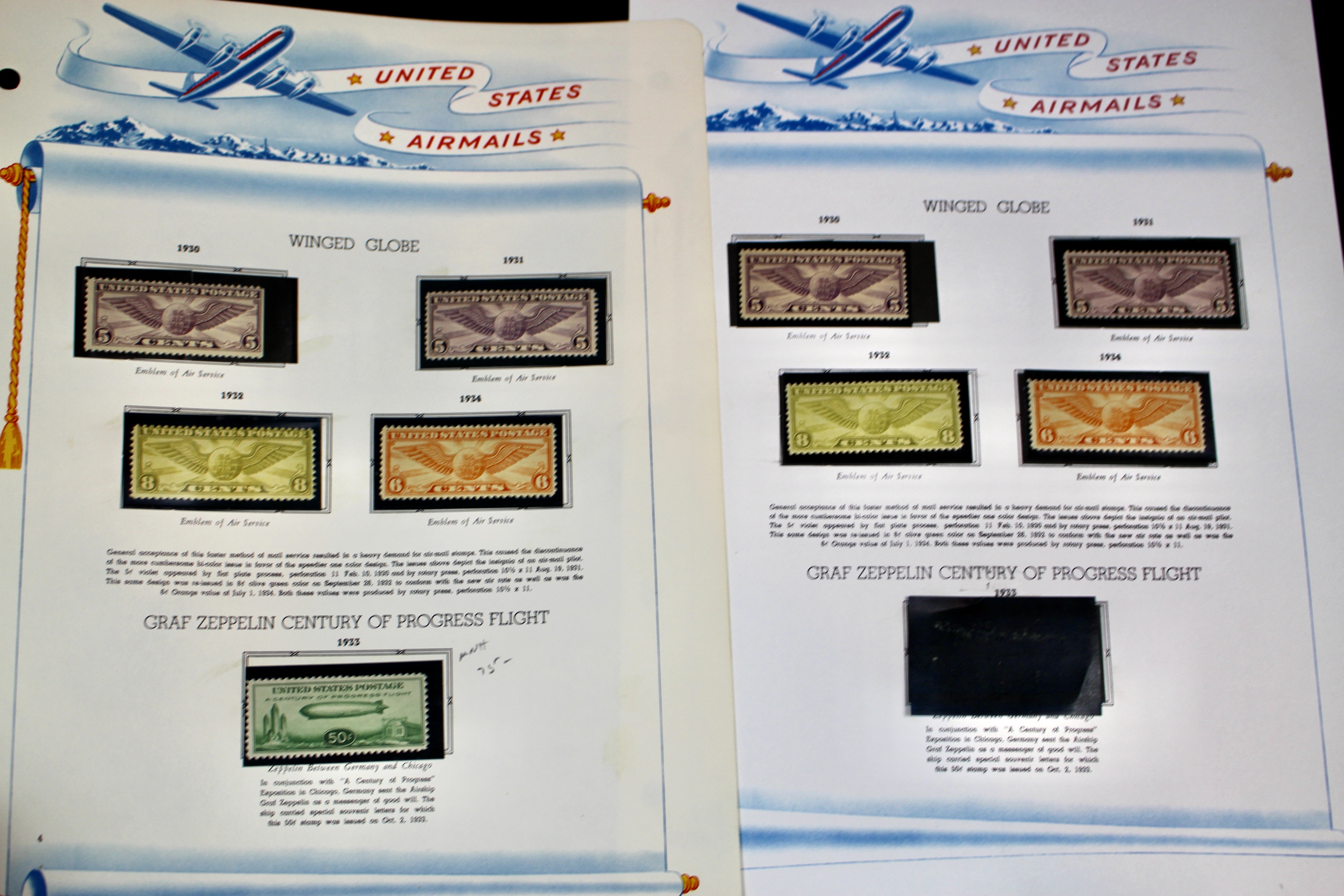 Mint Condition U.S. Airmail Postage Stamp Collection, 1918-2000