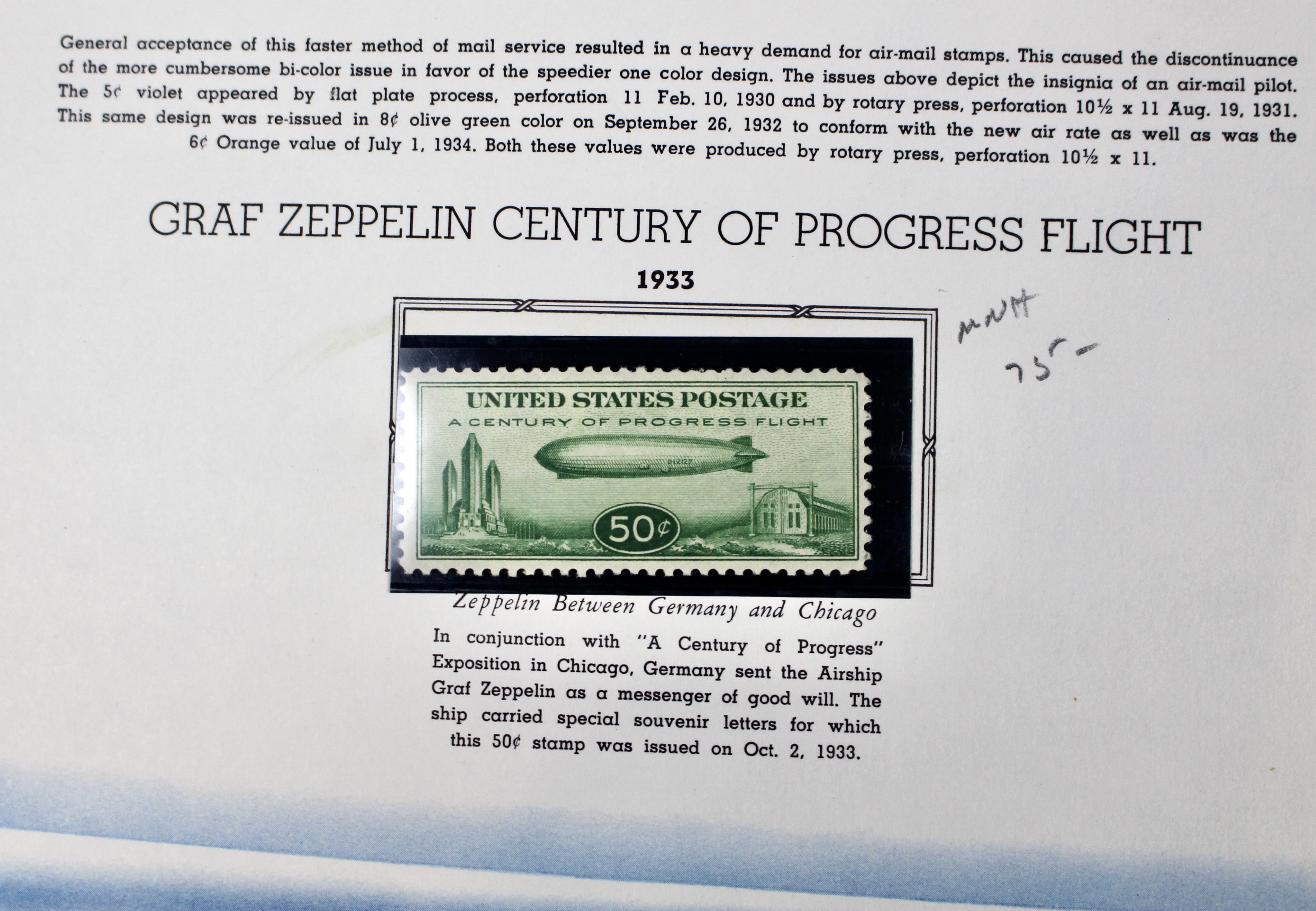 Mint Condition U.S. Airmail Postage Stamp Collection, 1918-2000