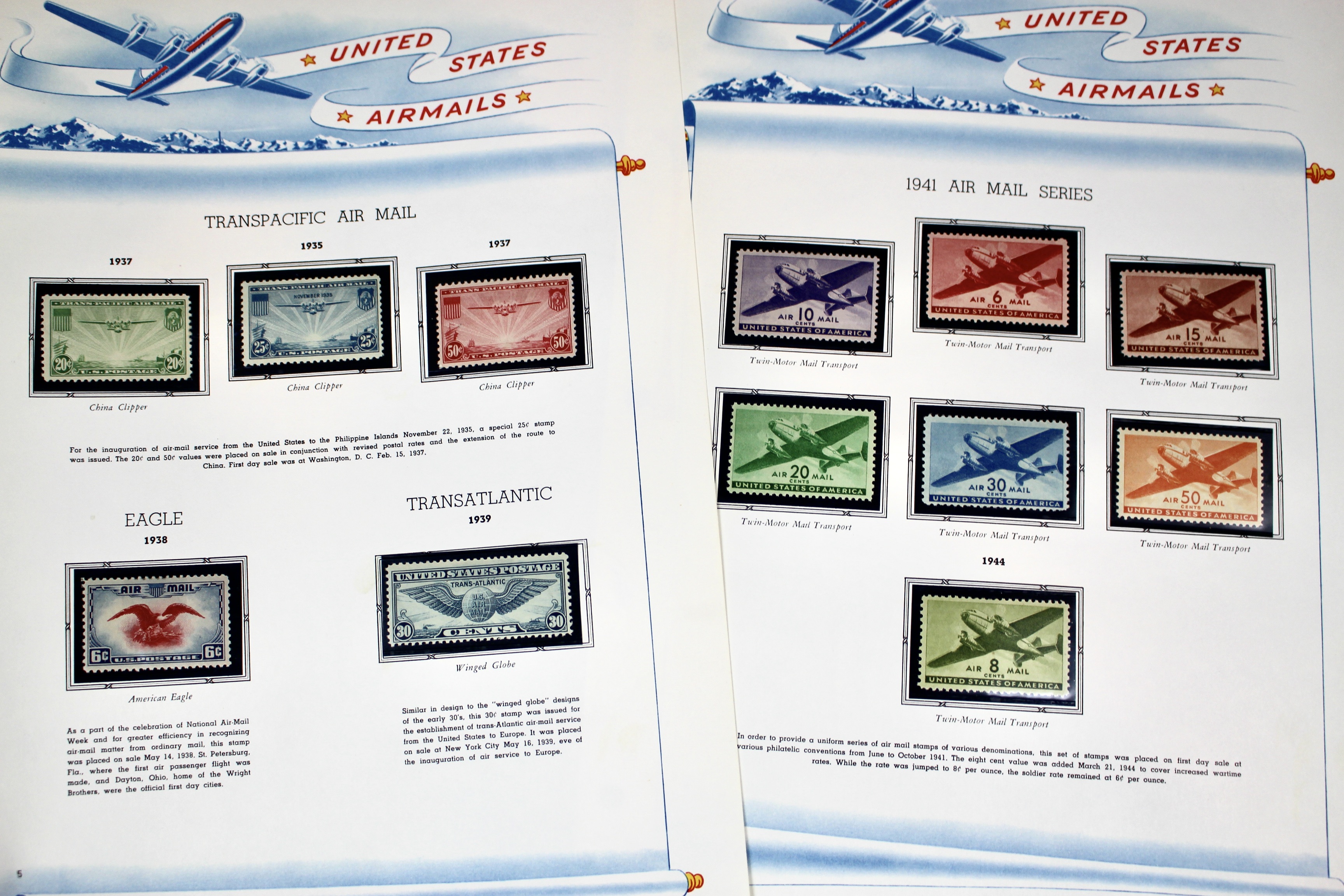 Mint Condition U.S. Airmail Postage Stamp Collection, 1918-2000