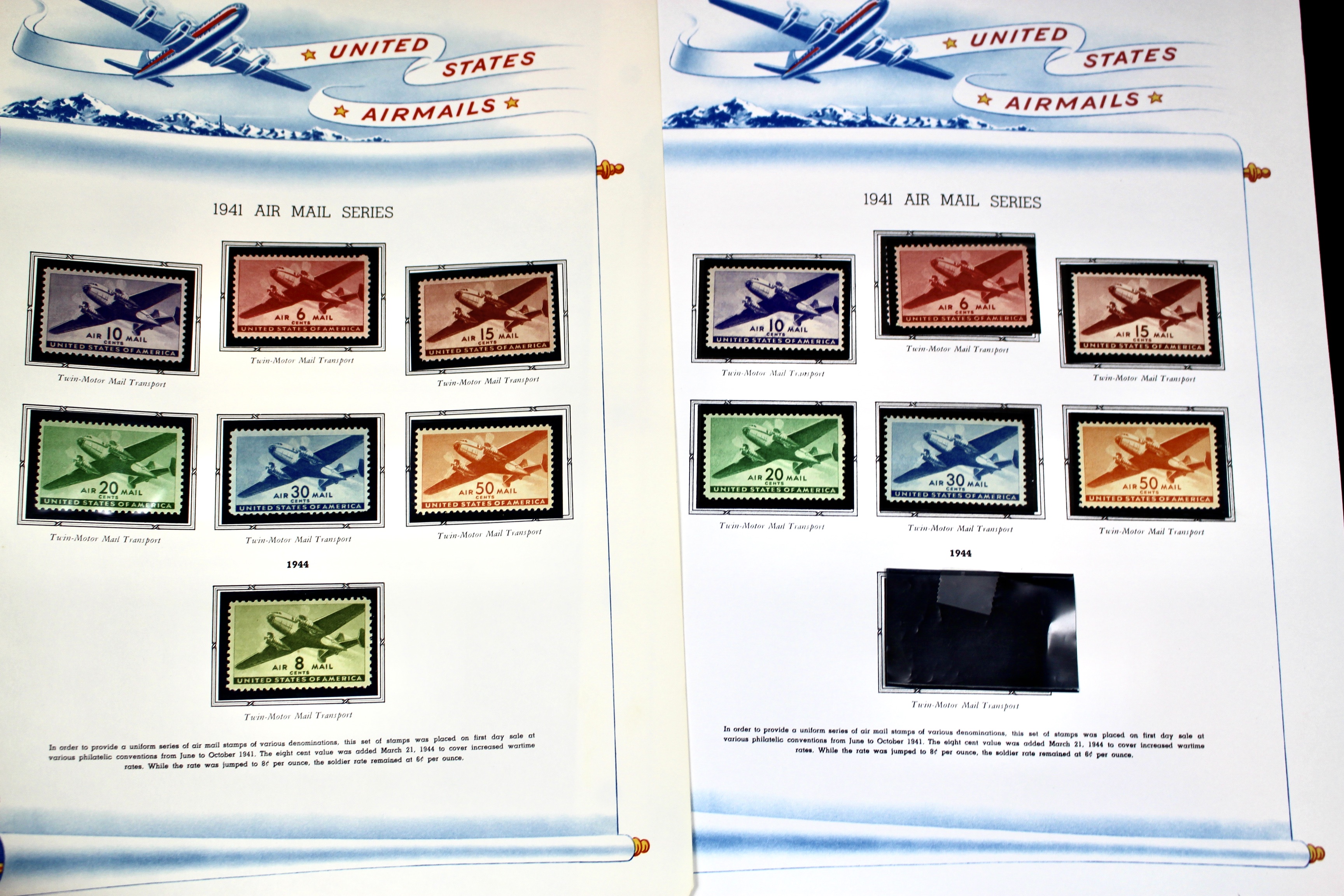 Mint Condition U.S. Airmail Postage Stamp Collection, 1918-2000