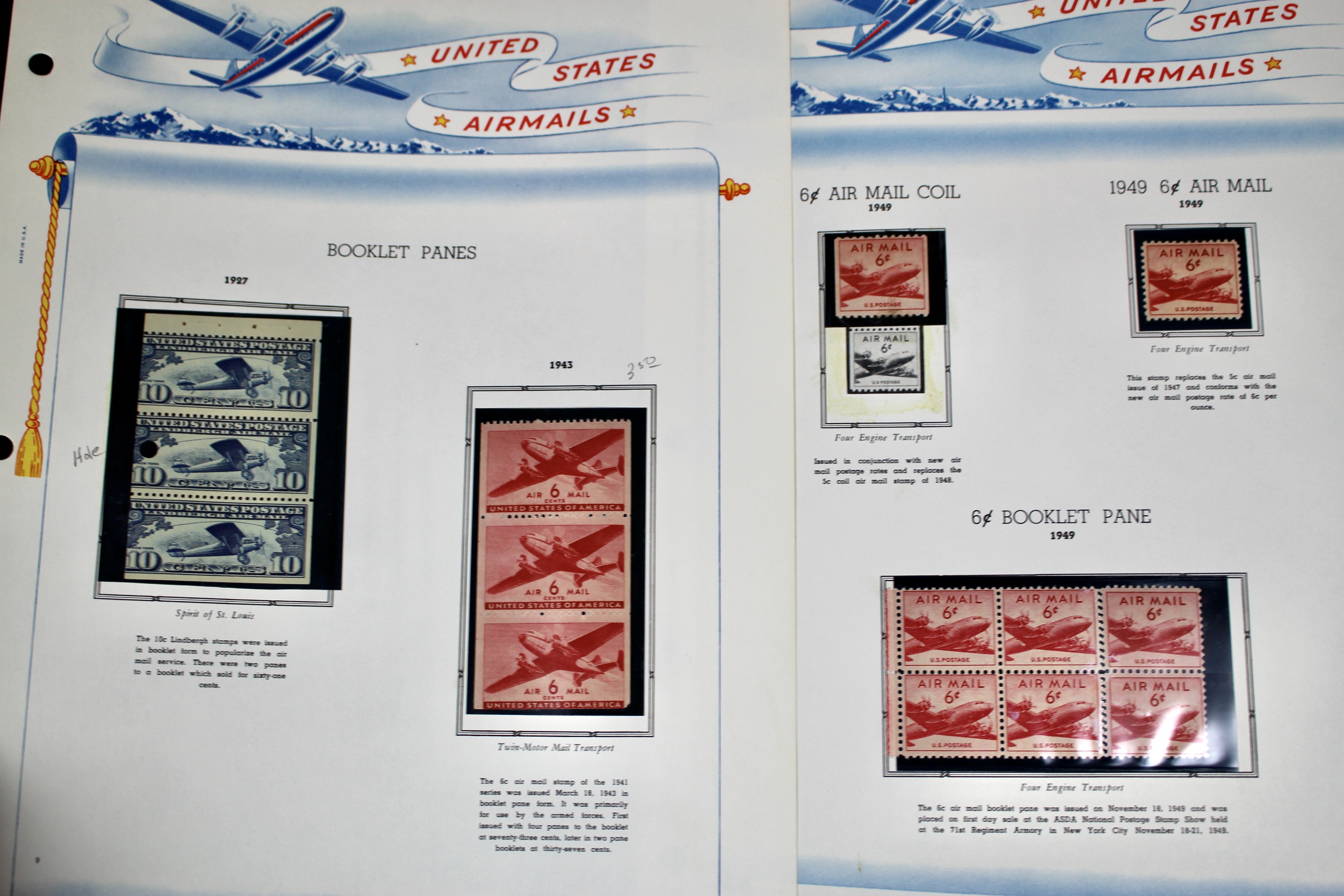 Mint Condition U.S. Airmail Postage Stamp Collection, 1918-2000