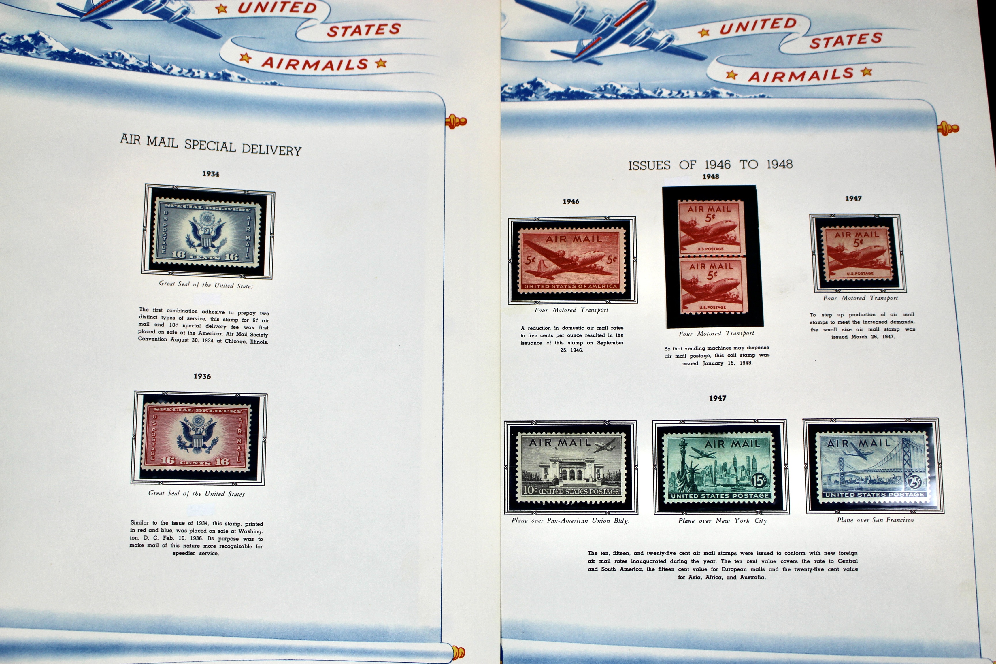 Mint Condition U.S. Airmail Postage Stamp Collection, 1918-2000