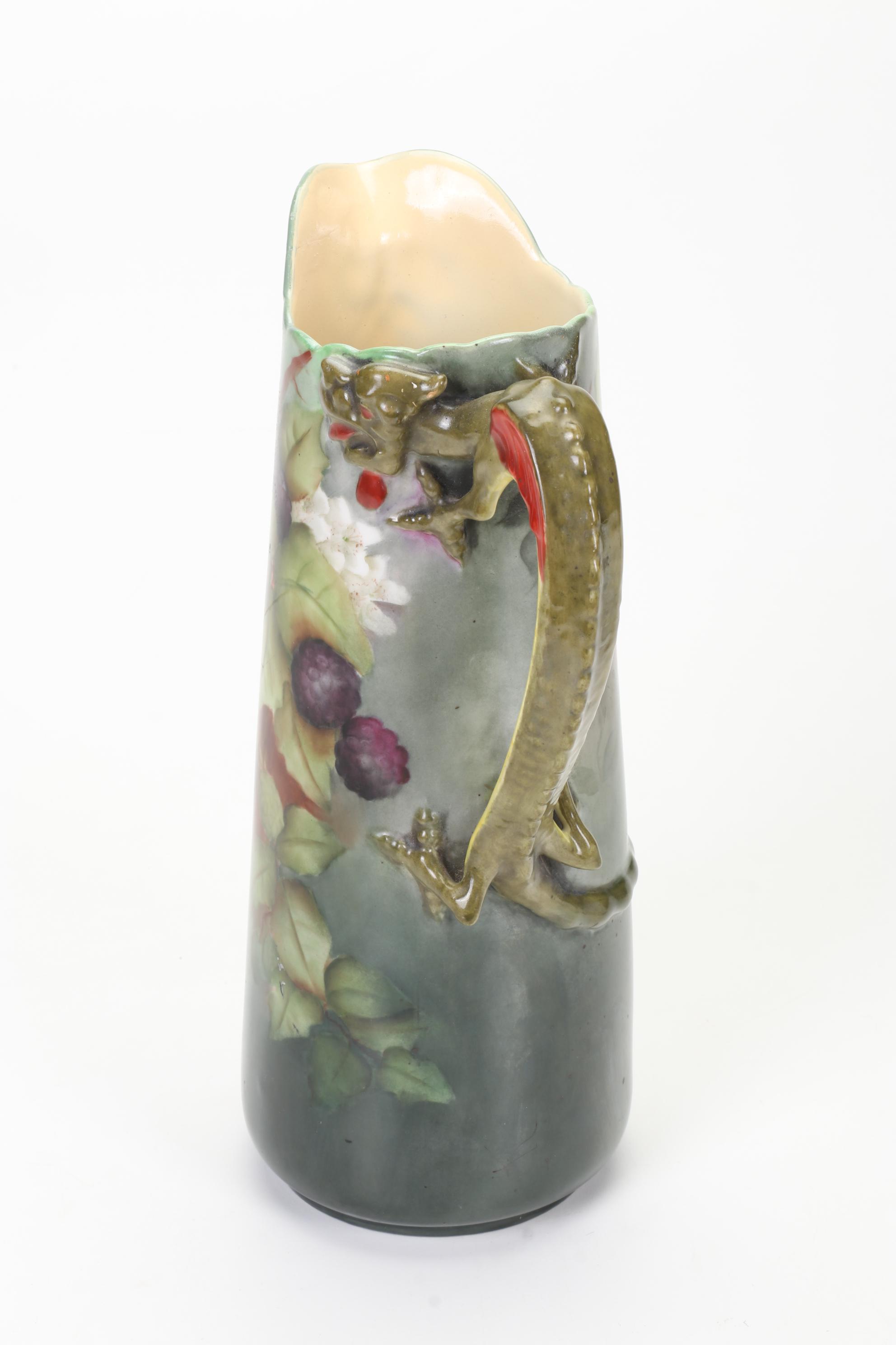 Jean Pouyat Man of the North Tankard with Dragon Handle and Other Limoges Plate