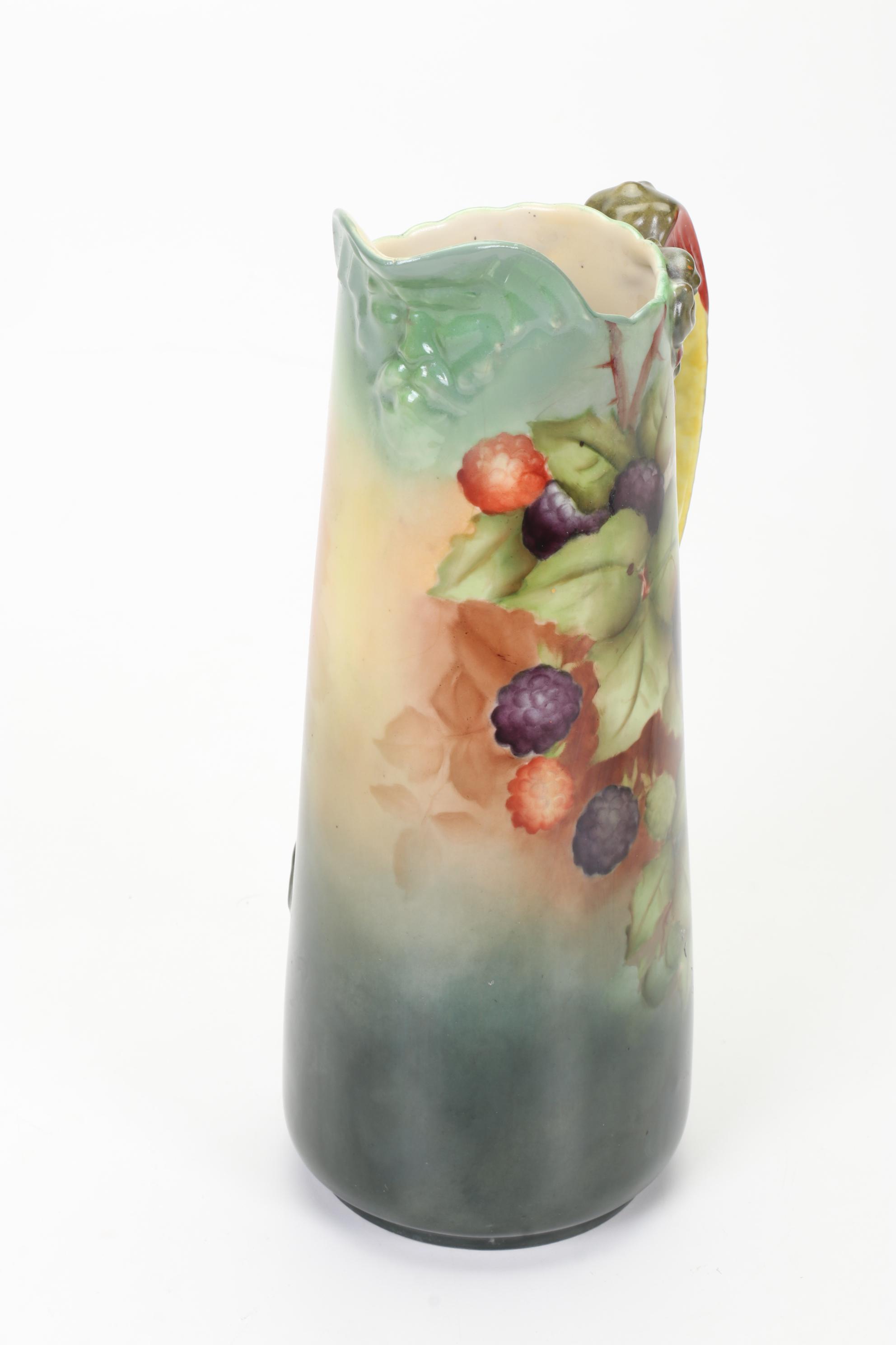 Jean Pouyat Man of the North Tankard with Dragon Handle and Other Limoges Plate