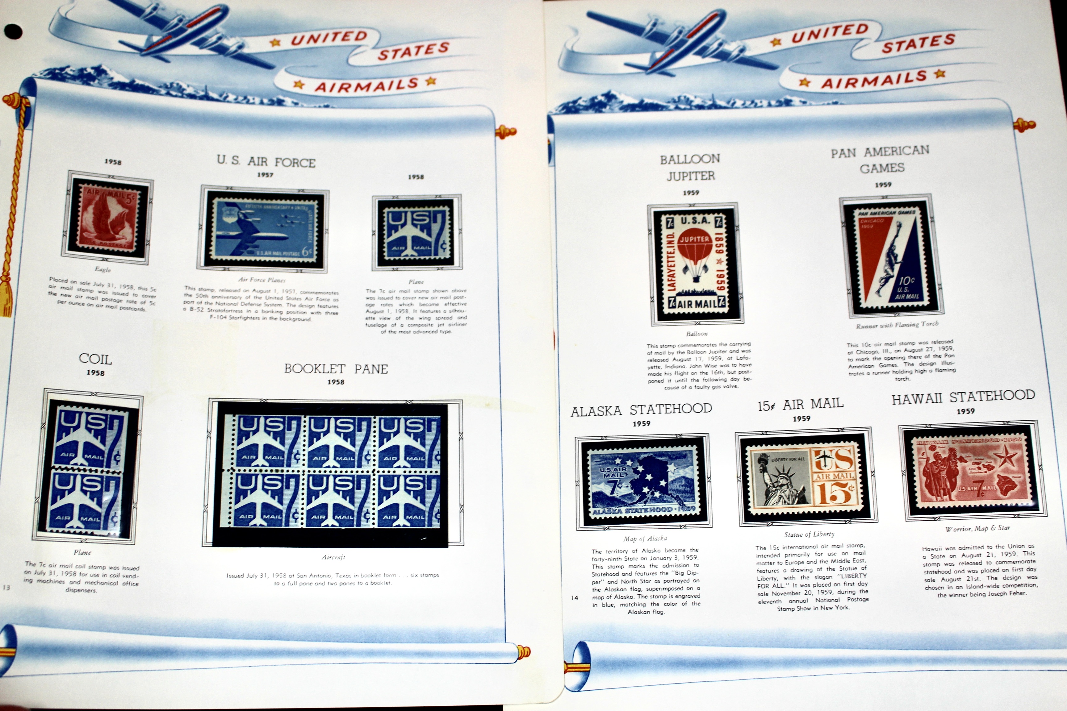 Mint Condition U.S. Airmail Postage Stamp Collection, 1918-2000