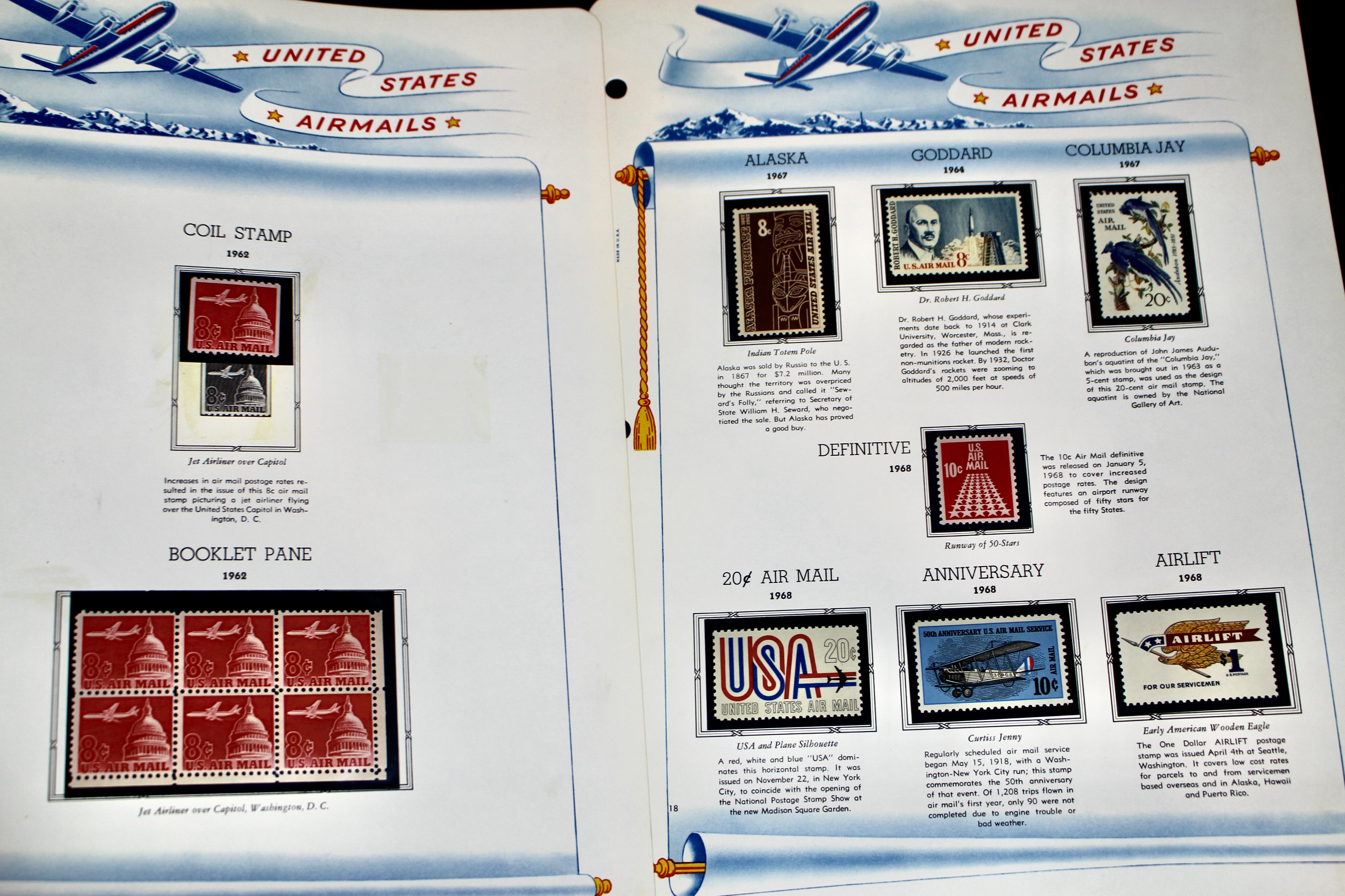 Mint Condition U.S. Airmail Postage Stamp Collection, 1918-2000