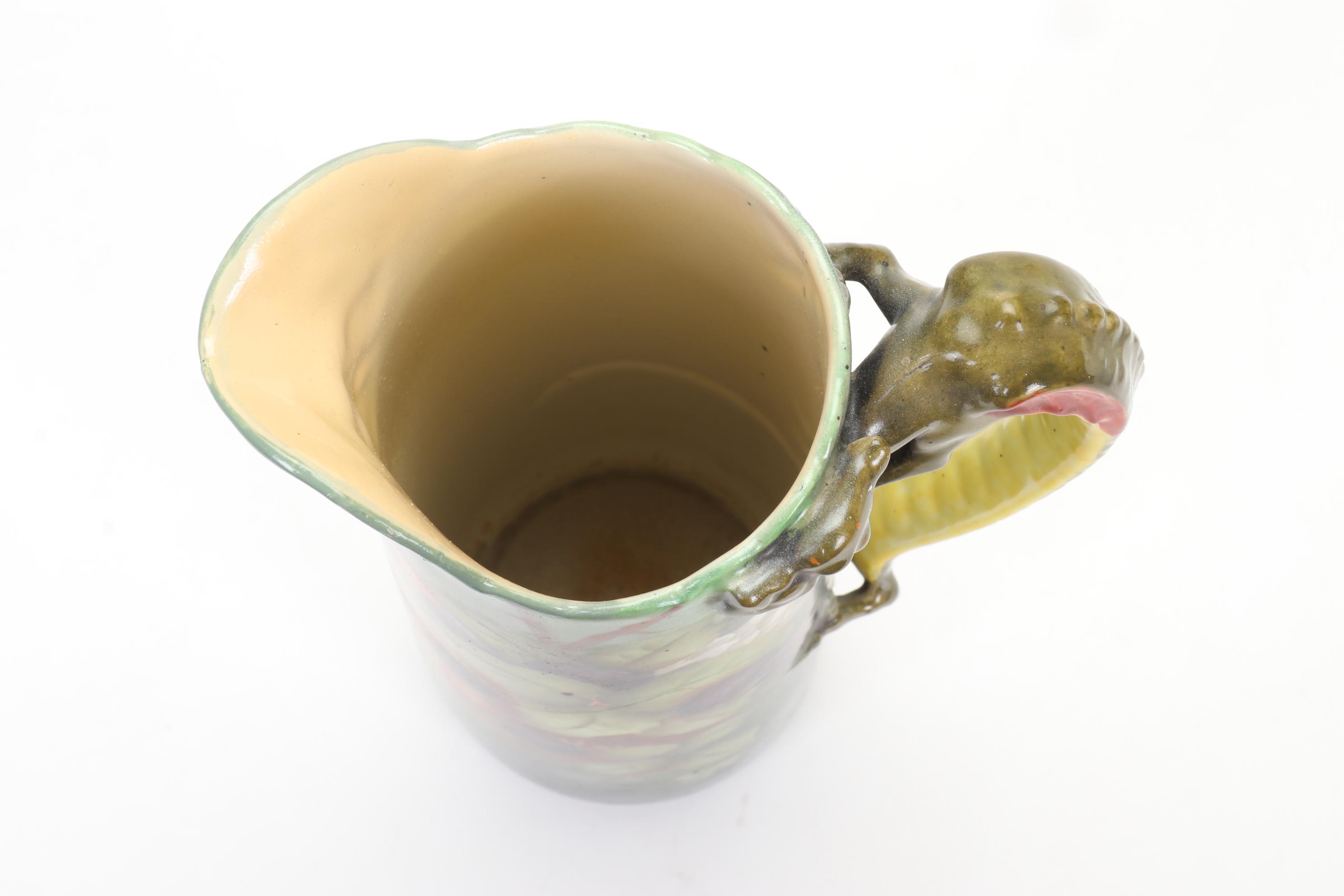 Jean Pouyat Man of the North Tankard with Dragon Handle and Other Limoges Plate