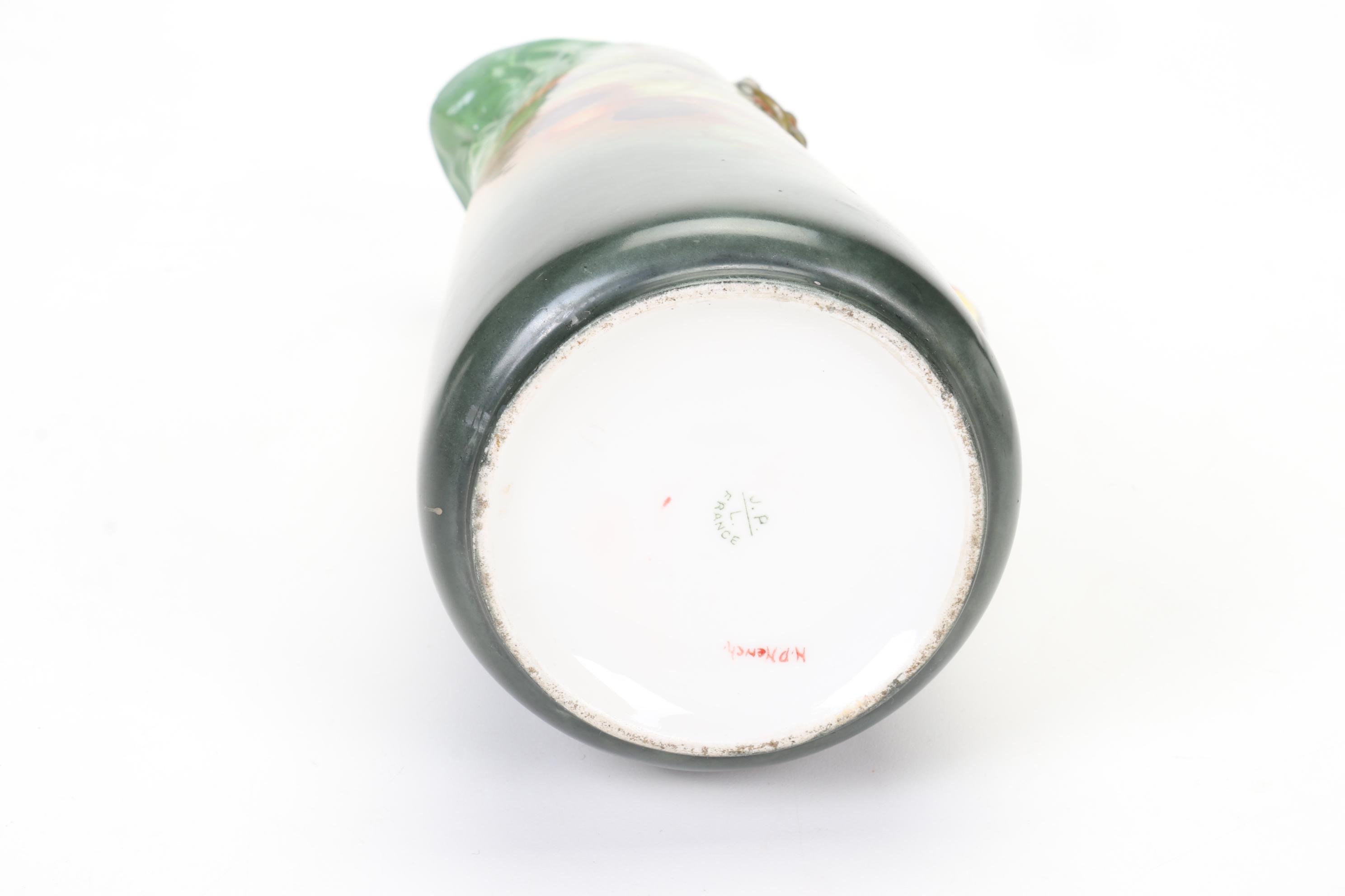 Jean Pouyat Man of the North Tankard with Dragon Handle and Other Limoges Plate