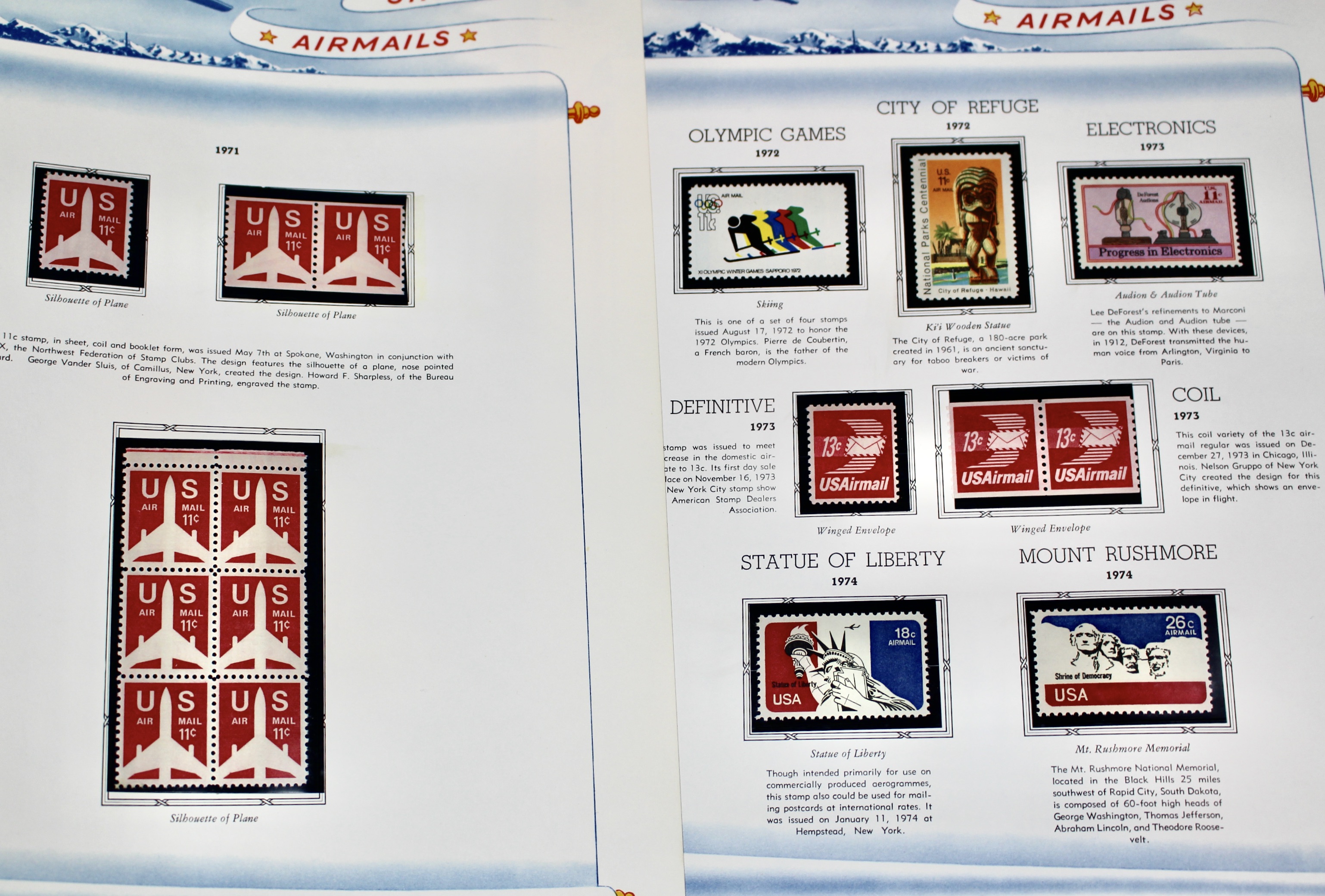 Mint Condition U.S. Airmail Postage Stamp Collection, 1918-2000