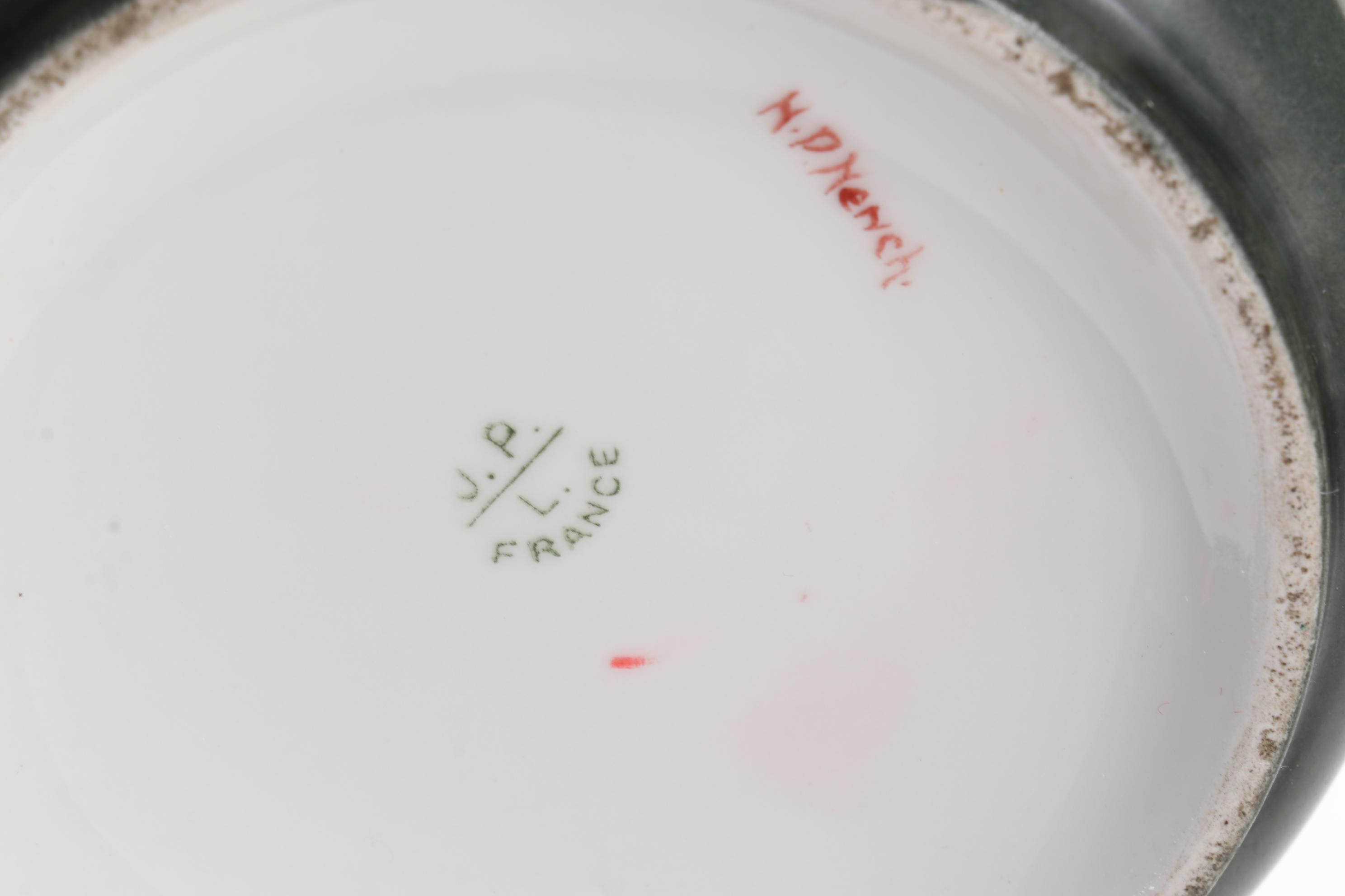 Jean Pouyat Man of the North Tankard with Dragon Handle and Other Limoges Plate