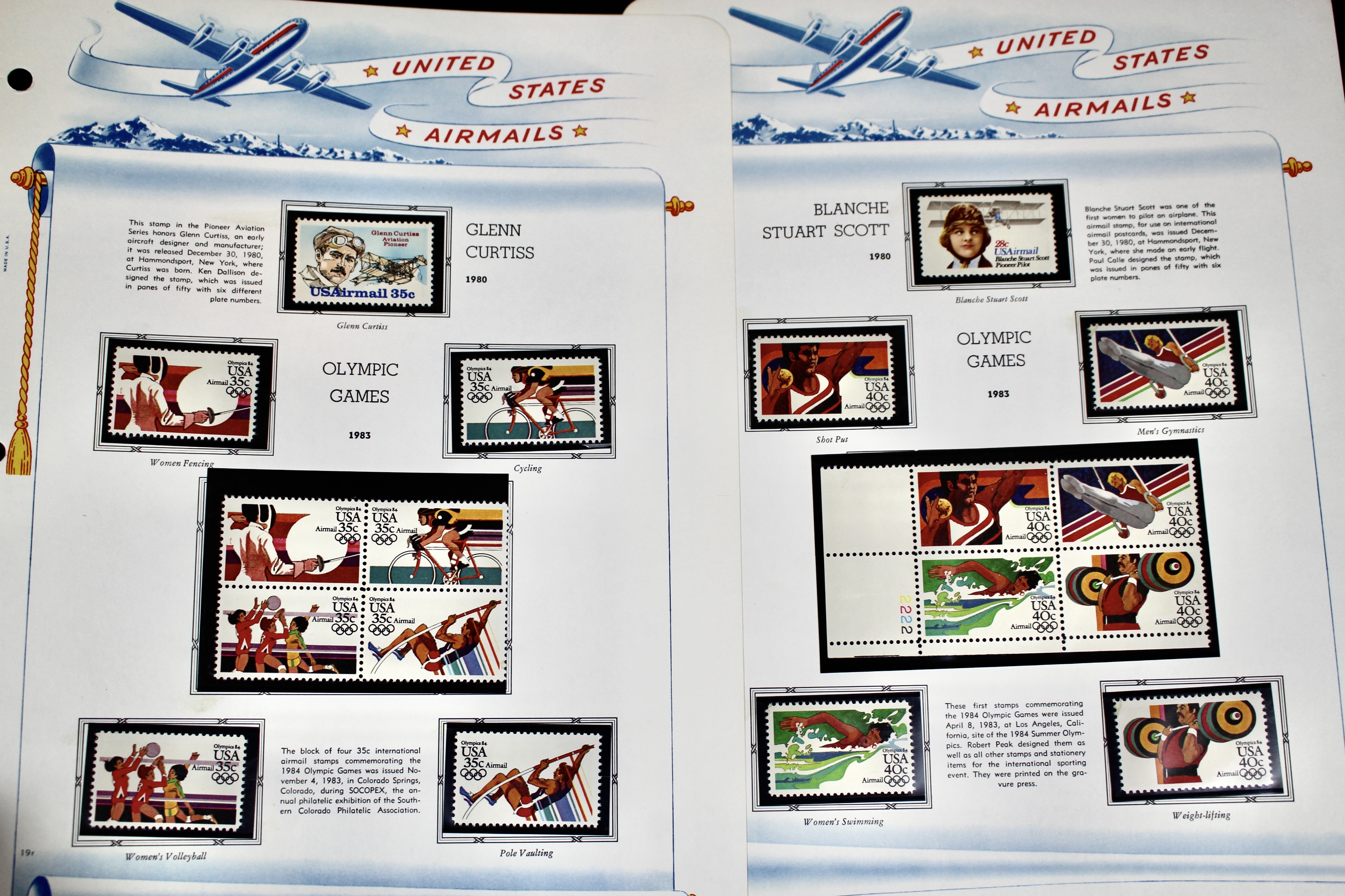 Mint Condition U.S. Airmail Postage Stamp Collection, 1918-2000