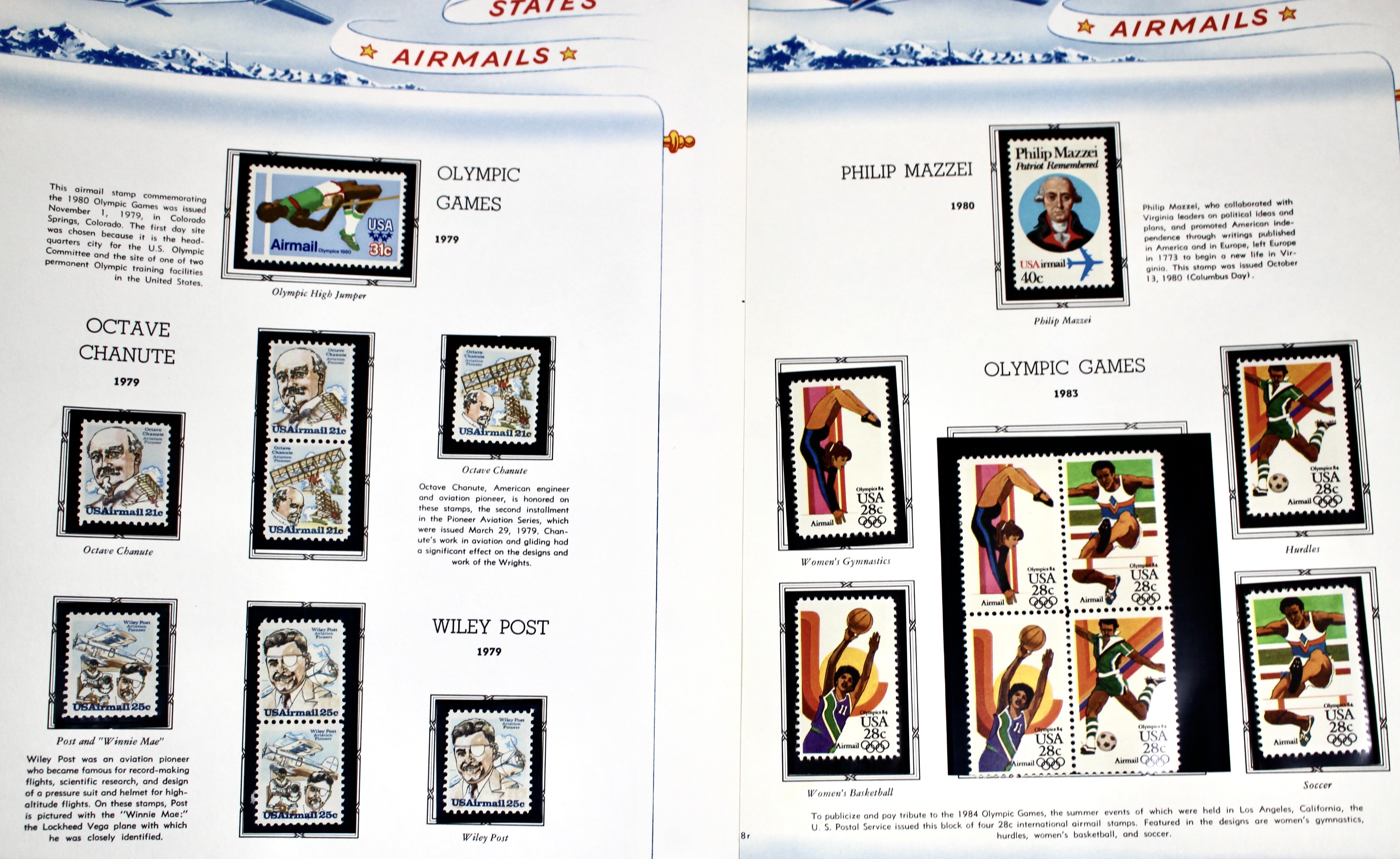 Mint Condition U.S. Airmail Postage Stamp Collection, 1918-2000