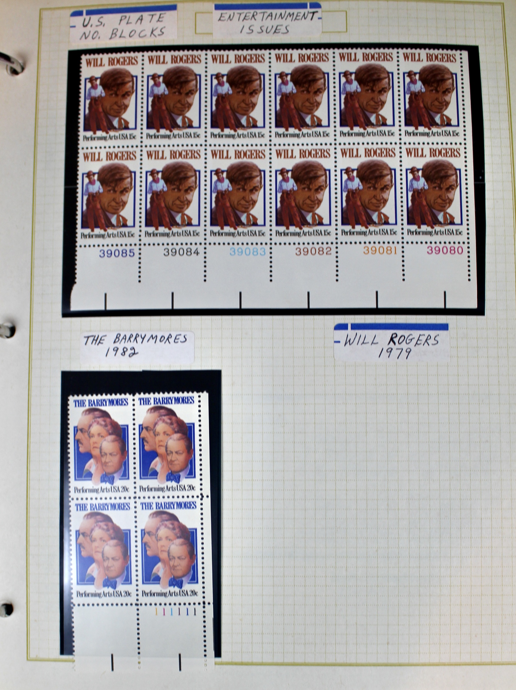 U.S. Plate Block Collection Featuring 260 Plate Blocks