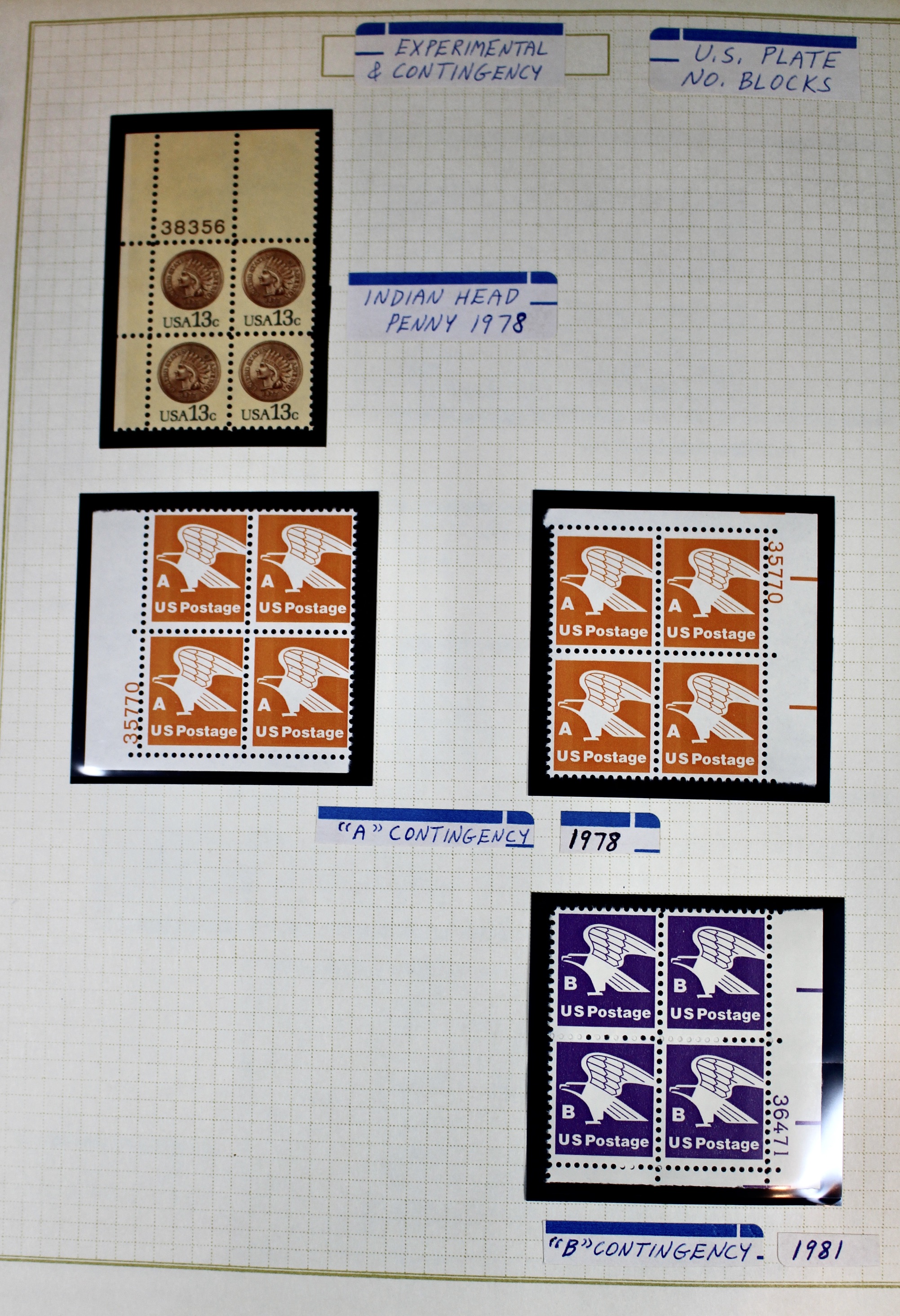 U.S. Plate Block Collection Featuring 260 Plate Blocks