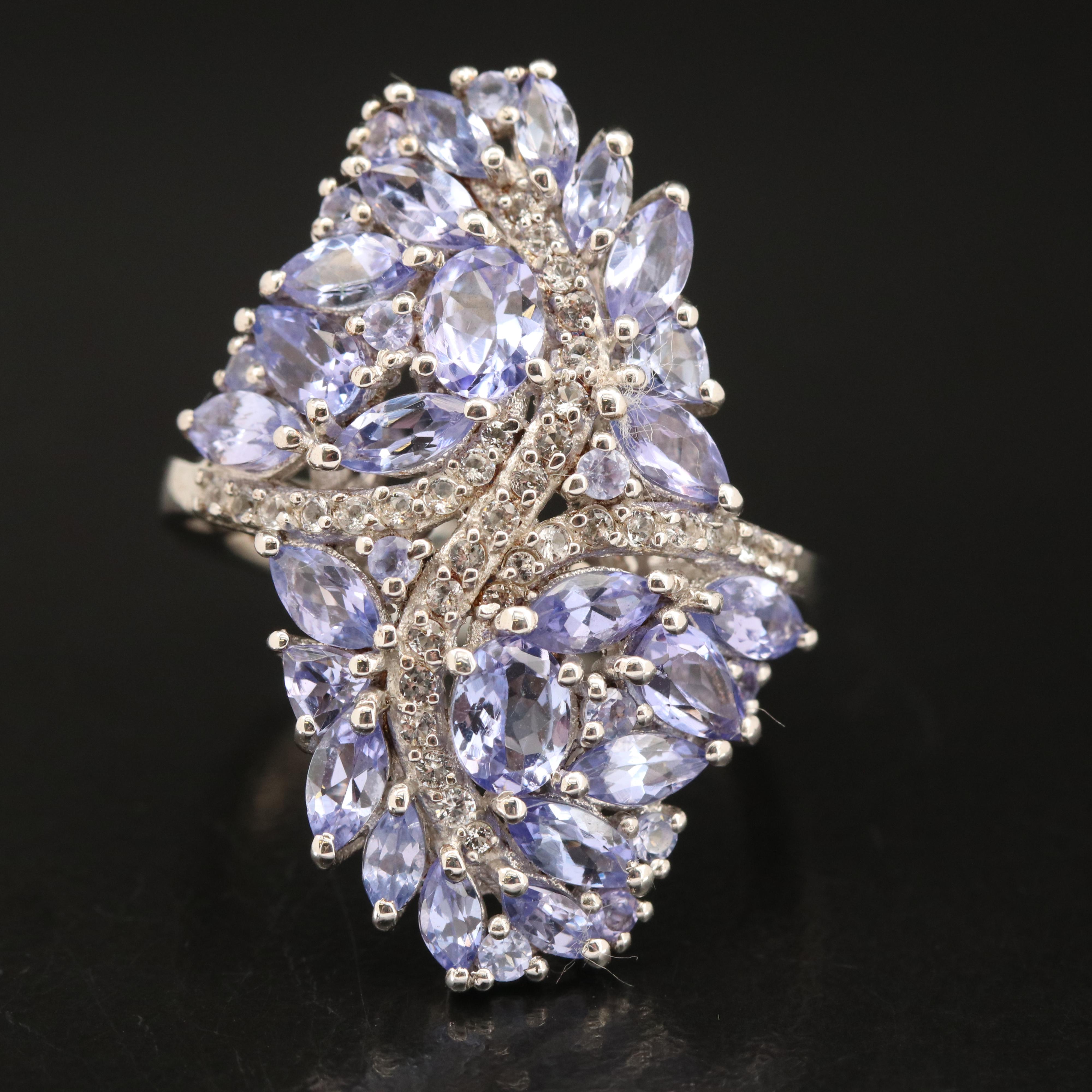 Sterling Tanzanite and White Topaz Ring