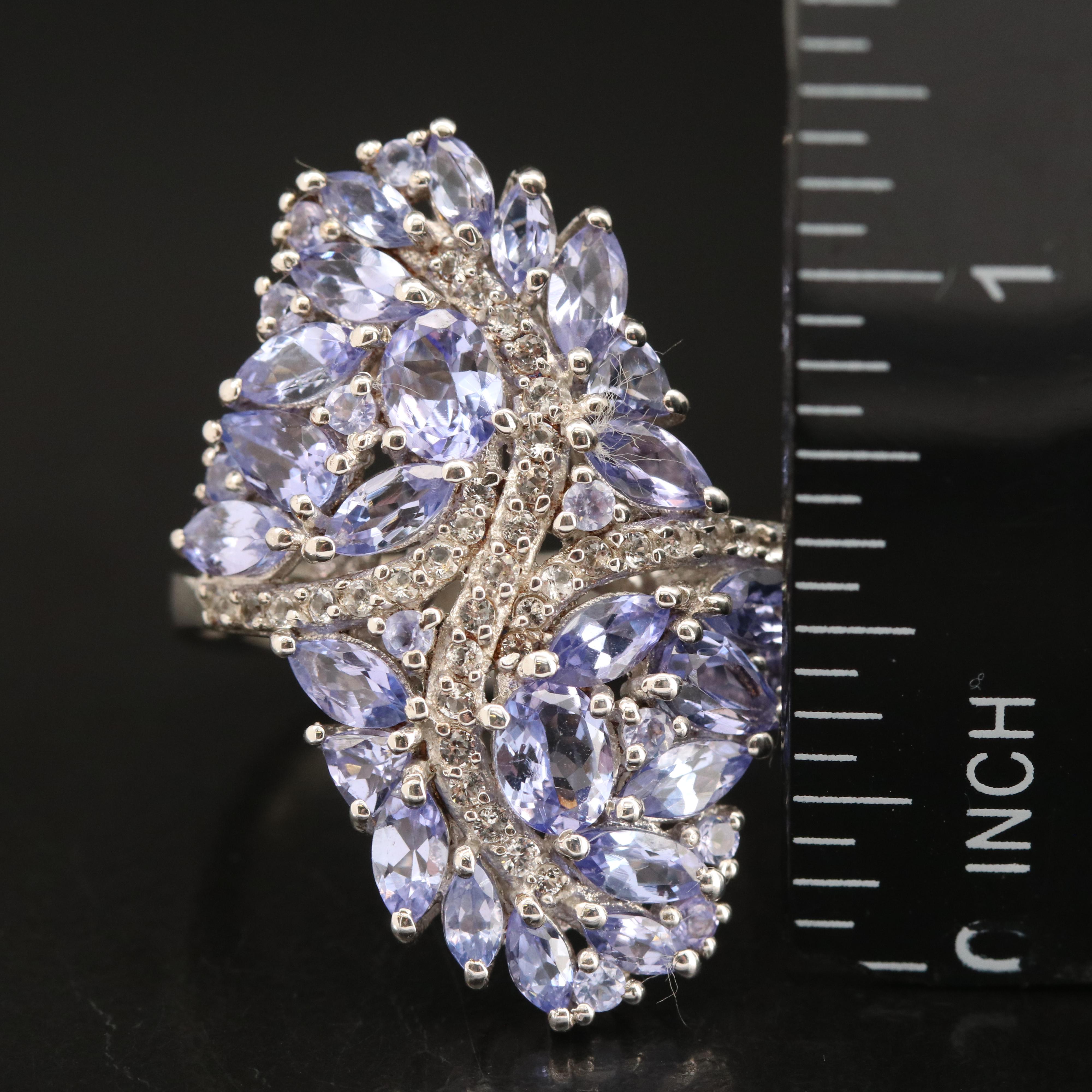 Sterling Tanzanite and White Topaz Ring