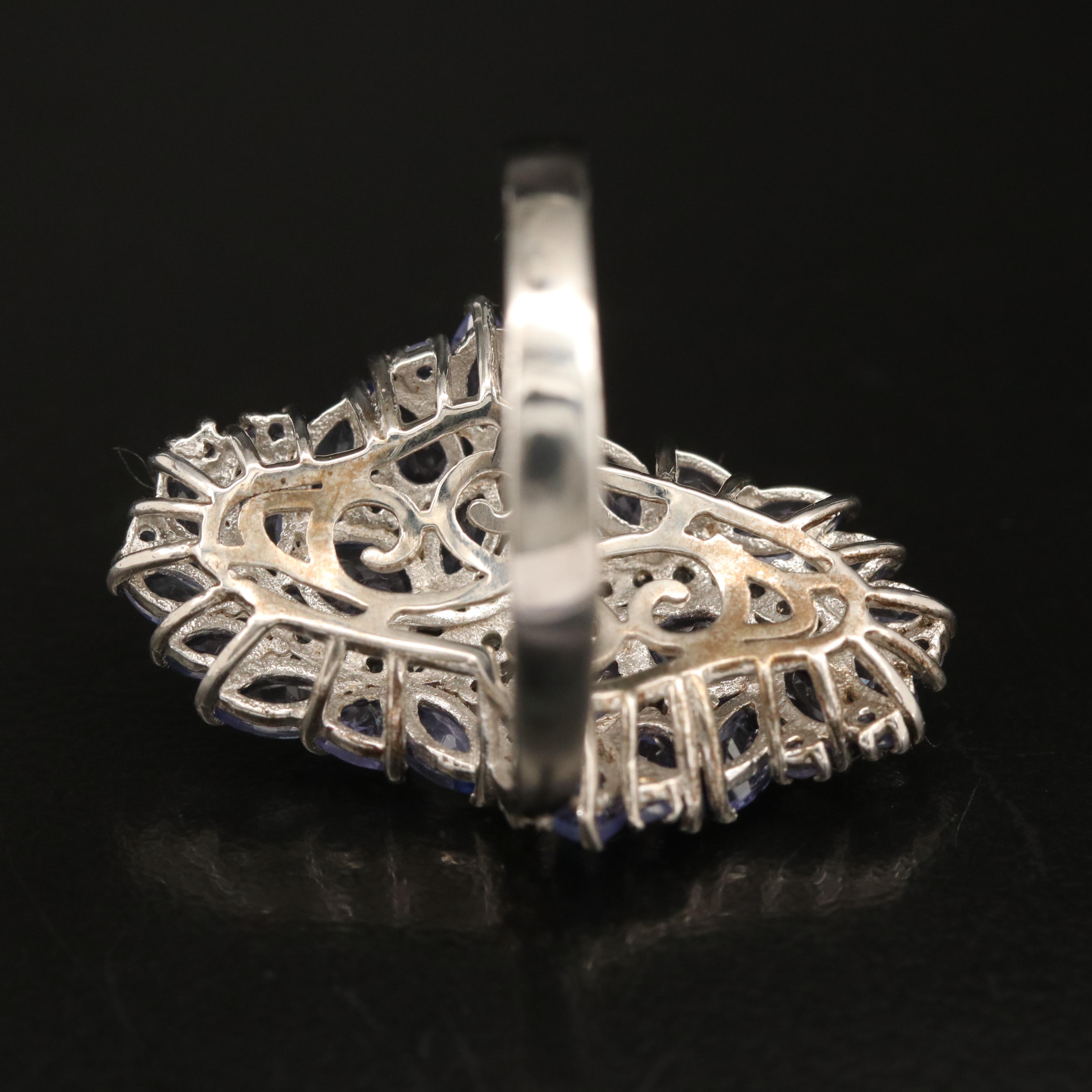 Sterling Tanzanite and White Topaz Ring