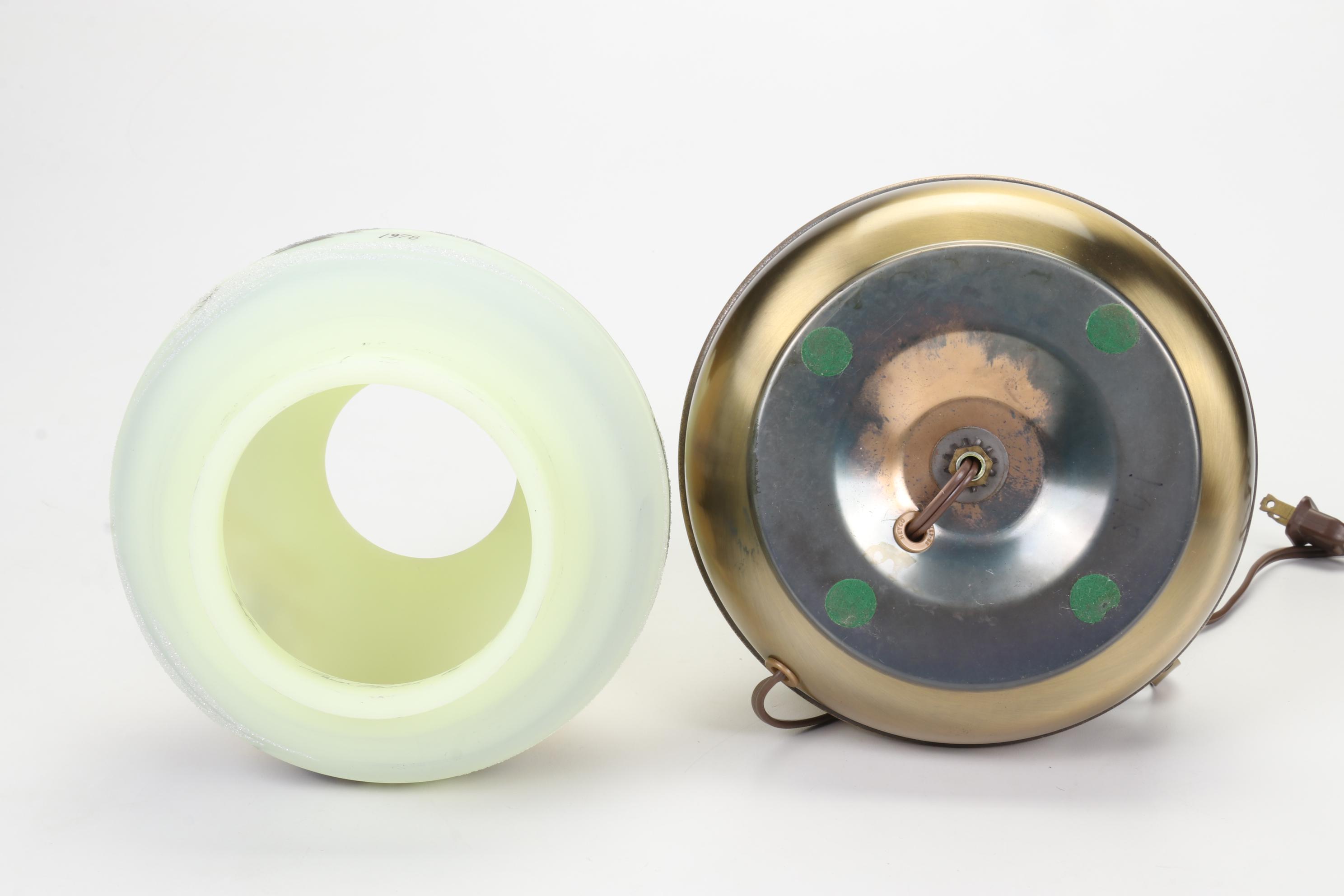 Fenton Hand-Painted Signed Custard Glass Boudoir Lamp, 1978