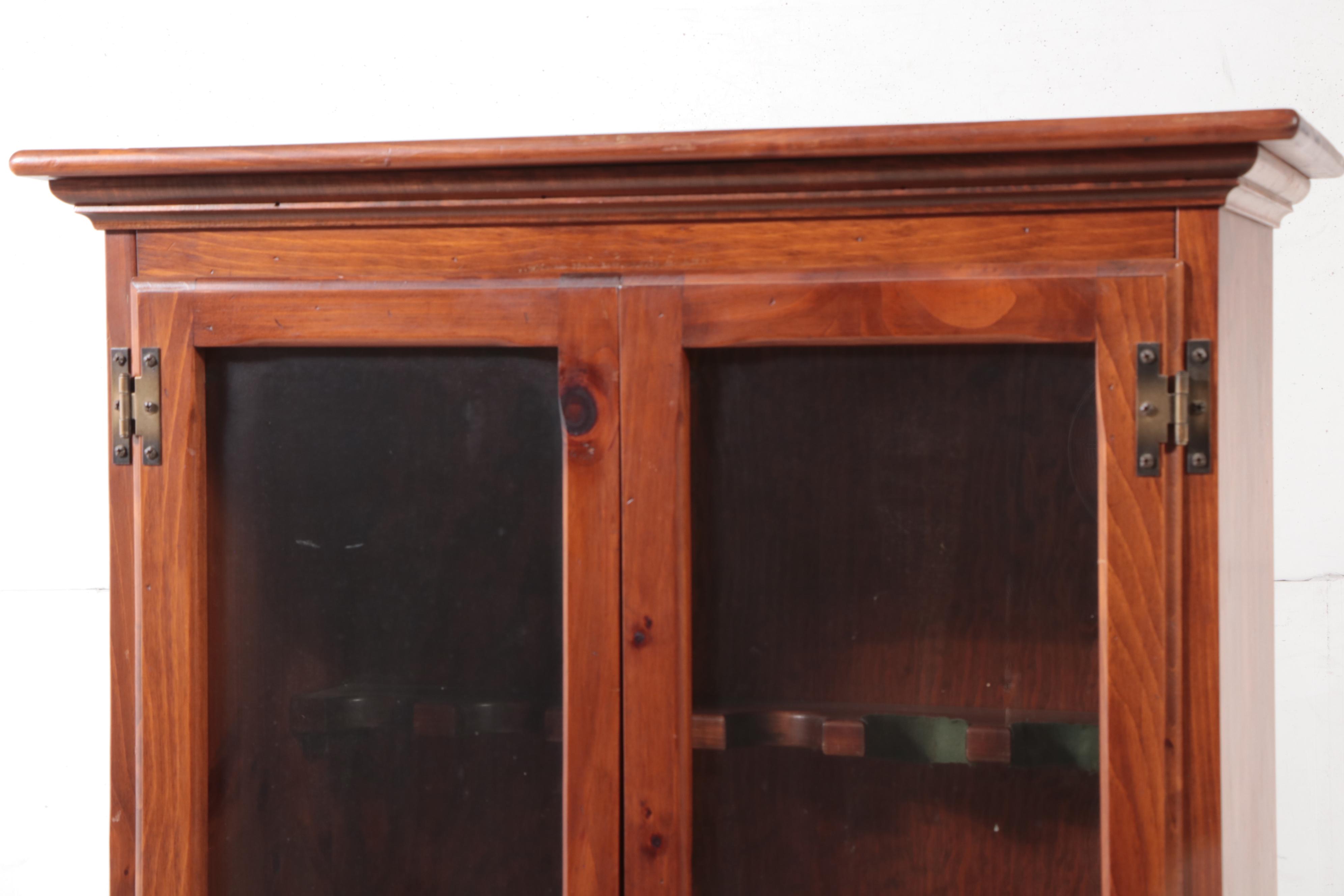 Victorian Style Oak Gun Cabinet with Glass Doors