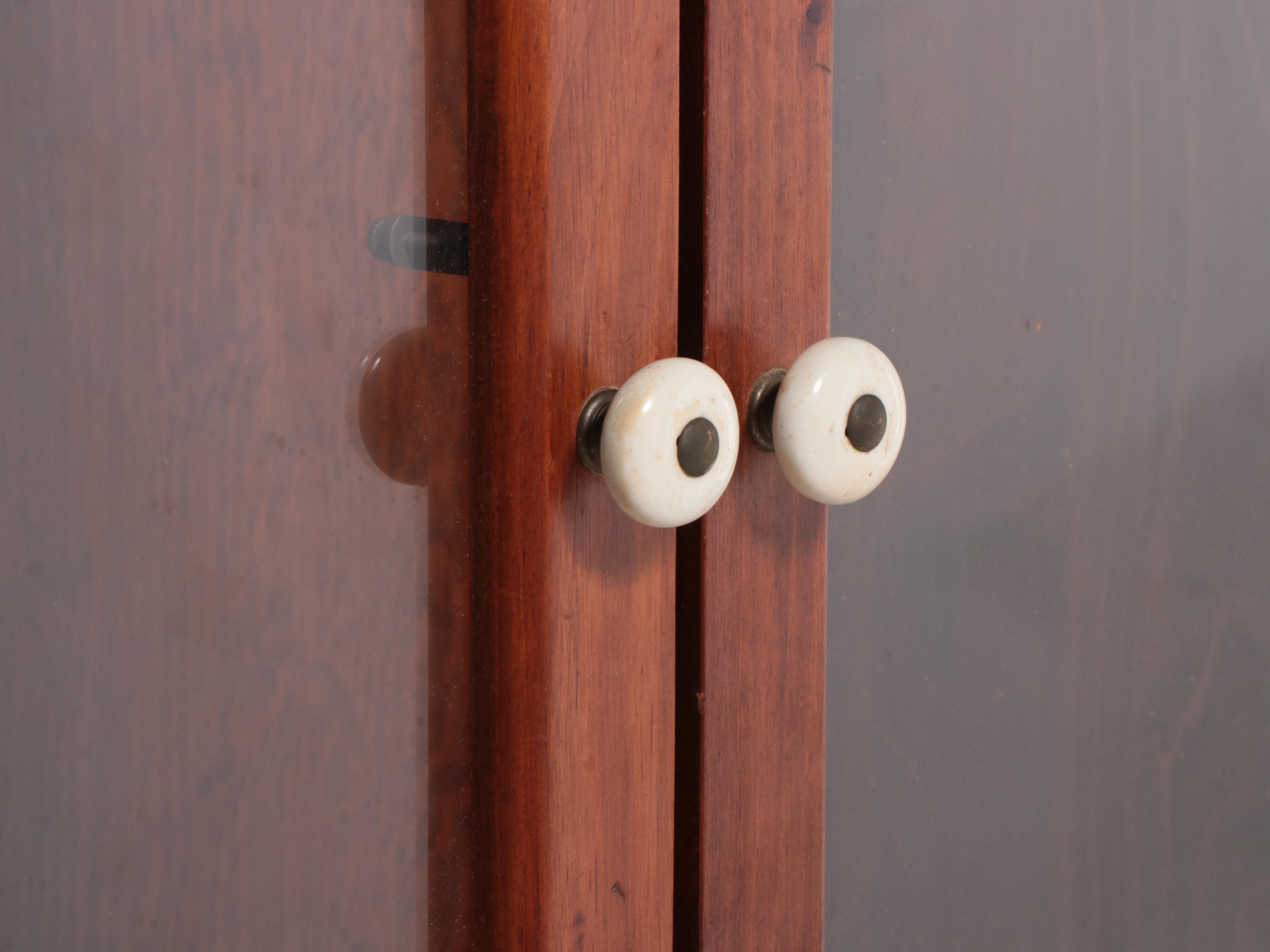 Victorian Style Oak Gun Cabinet with Glass Doors