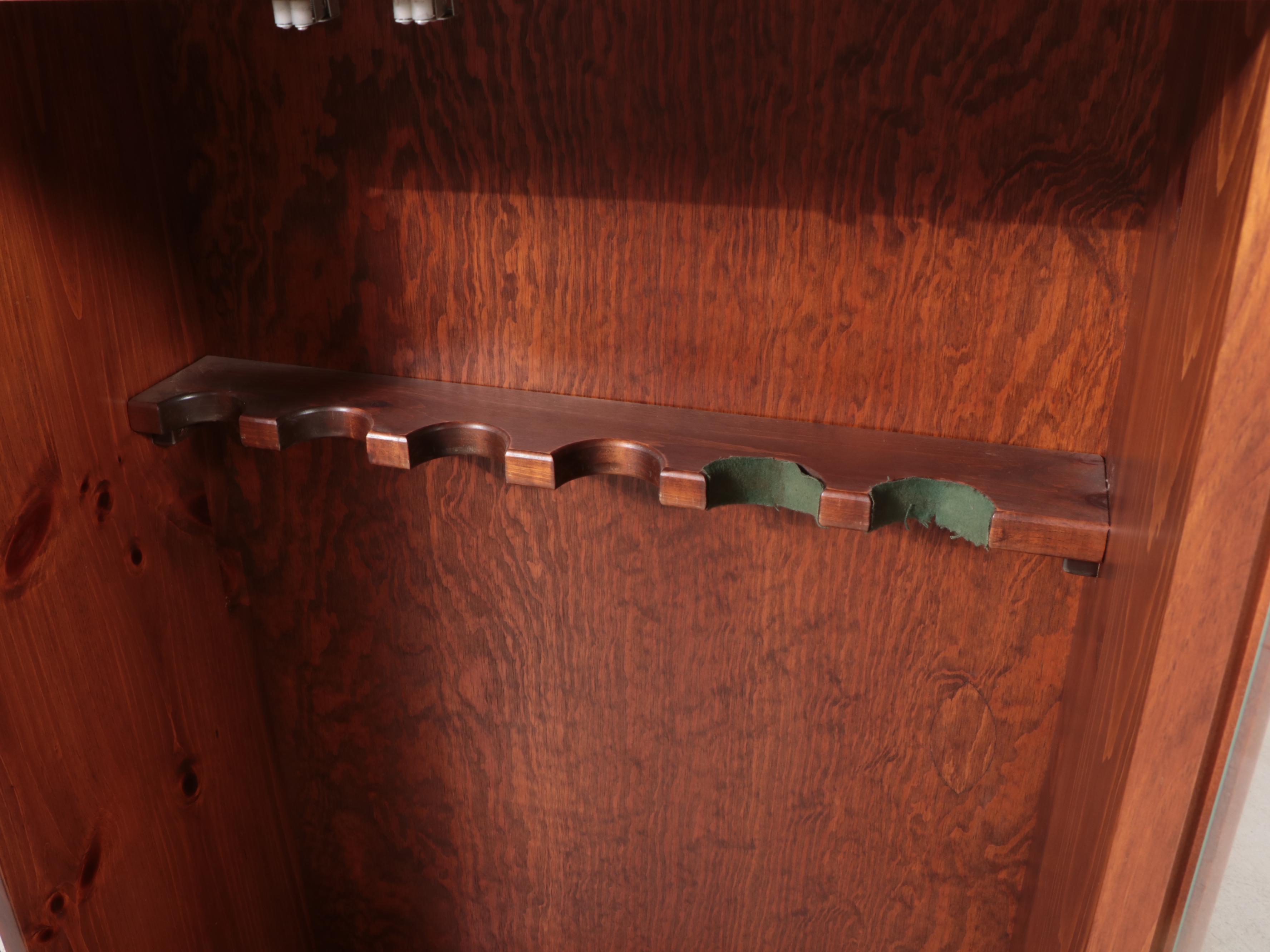 Victorian Style Oak Gun Cabinet with Glass Doors