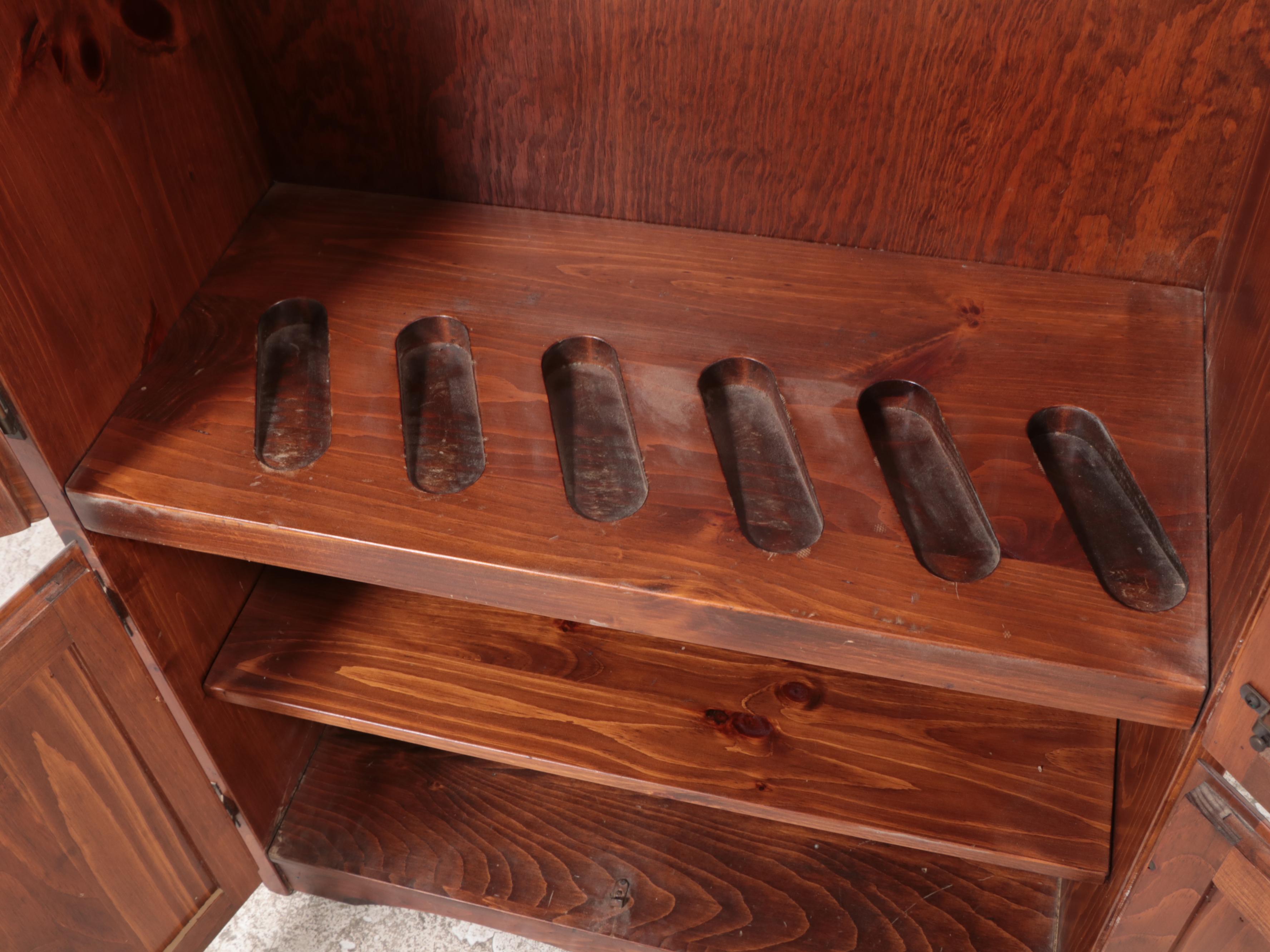 Victorian Style Oak Gun Cabinet with Glass Doors